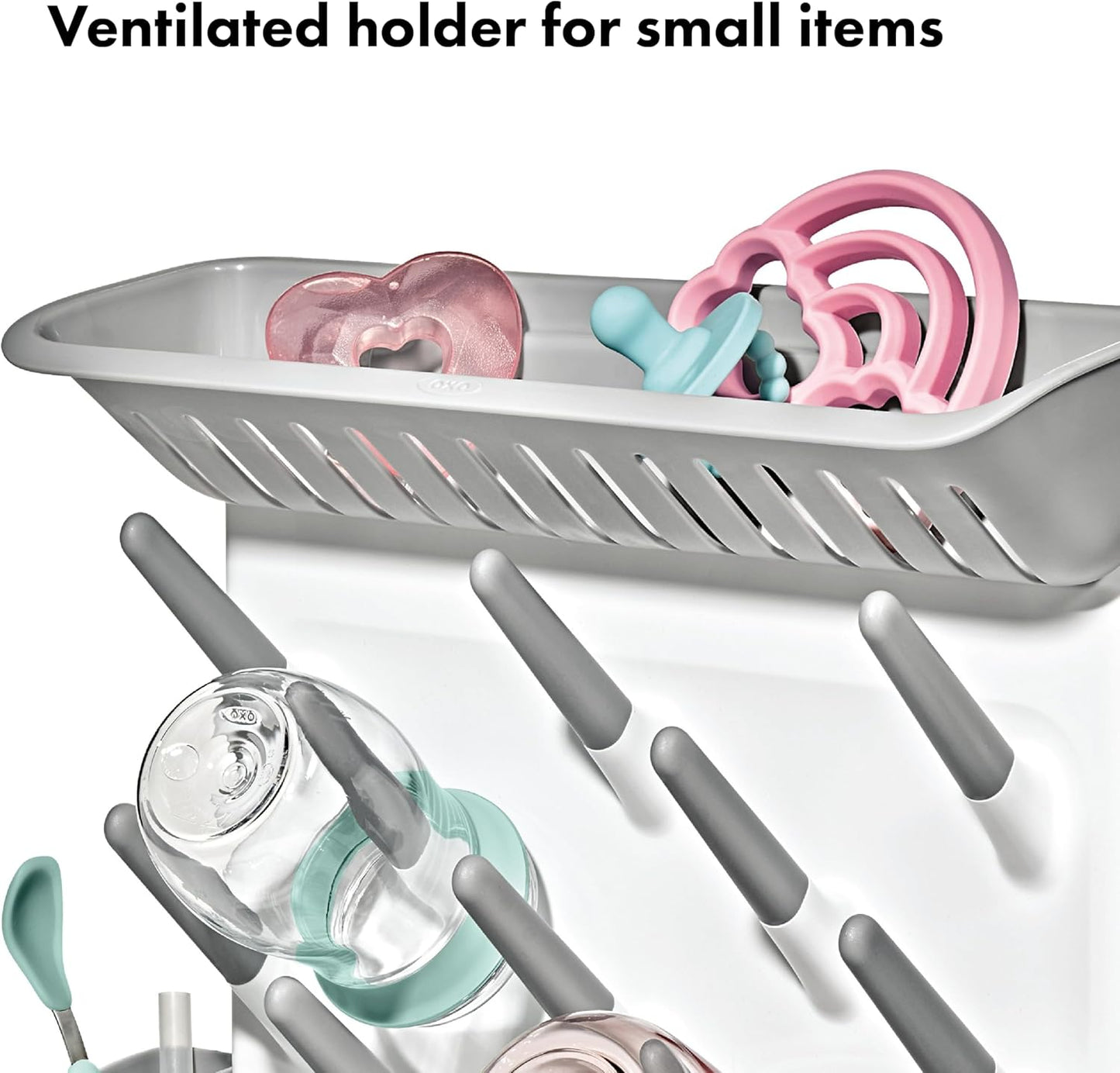 OXO Tot Expandable Drying Rack – Space-Saving Drying Rack | Newborn and Baby Essentials | Breastfeeding Essentials | Dry Baby Bottles | Save Space in Kitchen