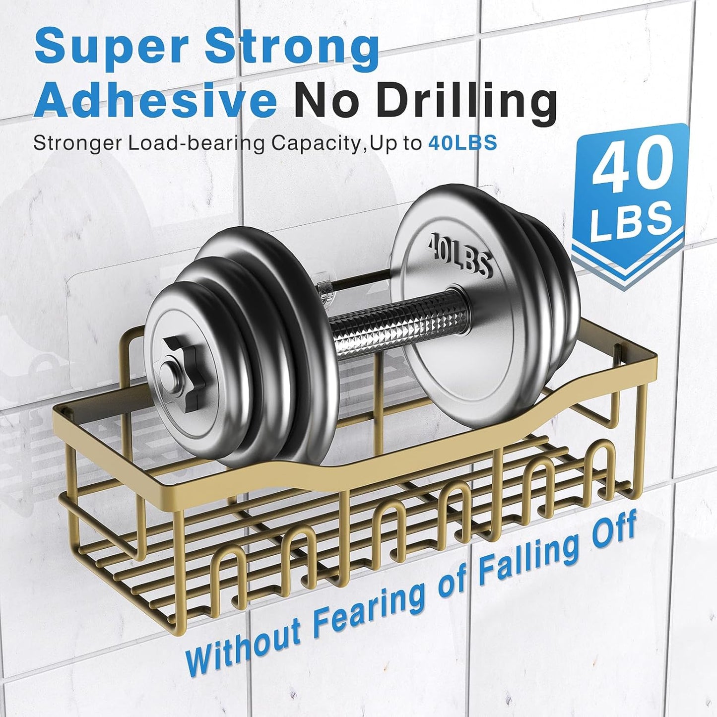 EUDELE 5-Pack Rustproof Stainless Steel Shower Caddy – No Drill Adhesive Bathroom Organizer with Large Capacity, Spacious Shower Shelves for Inside Shower, Kitchen & Home Decor Storage-XL Size