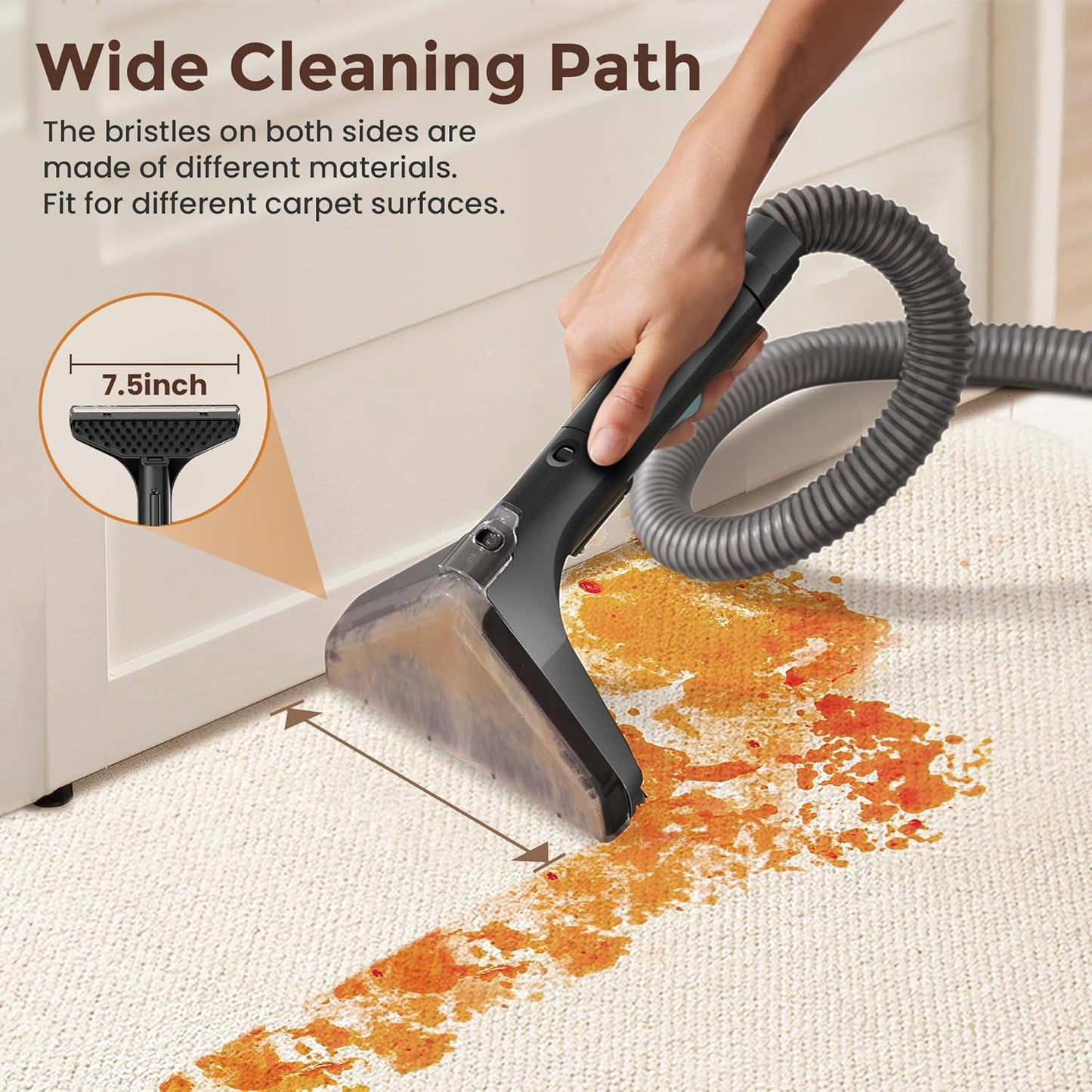 DEVOAC C8 Portable Carpet Upholstery Spot Cleaner Machine with Versatile Tools, Self-Cleaning, 18Kpa Powerful Suction, Pet Stain Remover, Car and Auto Detailer (Green)