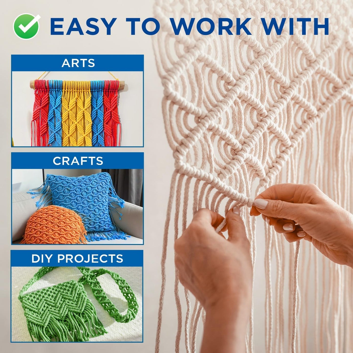 TECEUM Cotton Rope 3/16” (5 mm) – 50 FT – Strong All-Purpose Braided Rope – Natural Cotton – for Crafting, Сamping, Clothes Line, DIY, Indoor & Outdoor Use – Orange