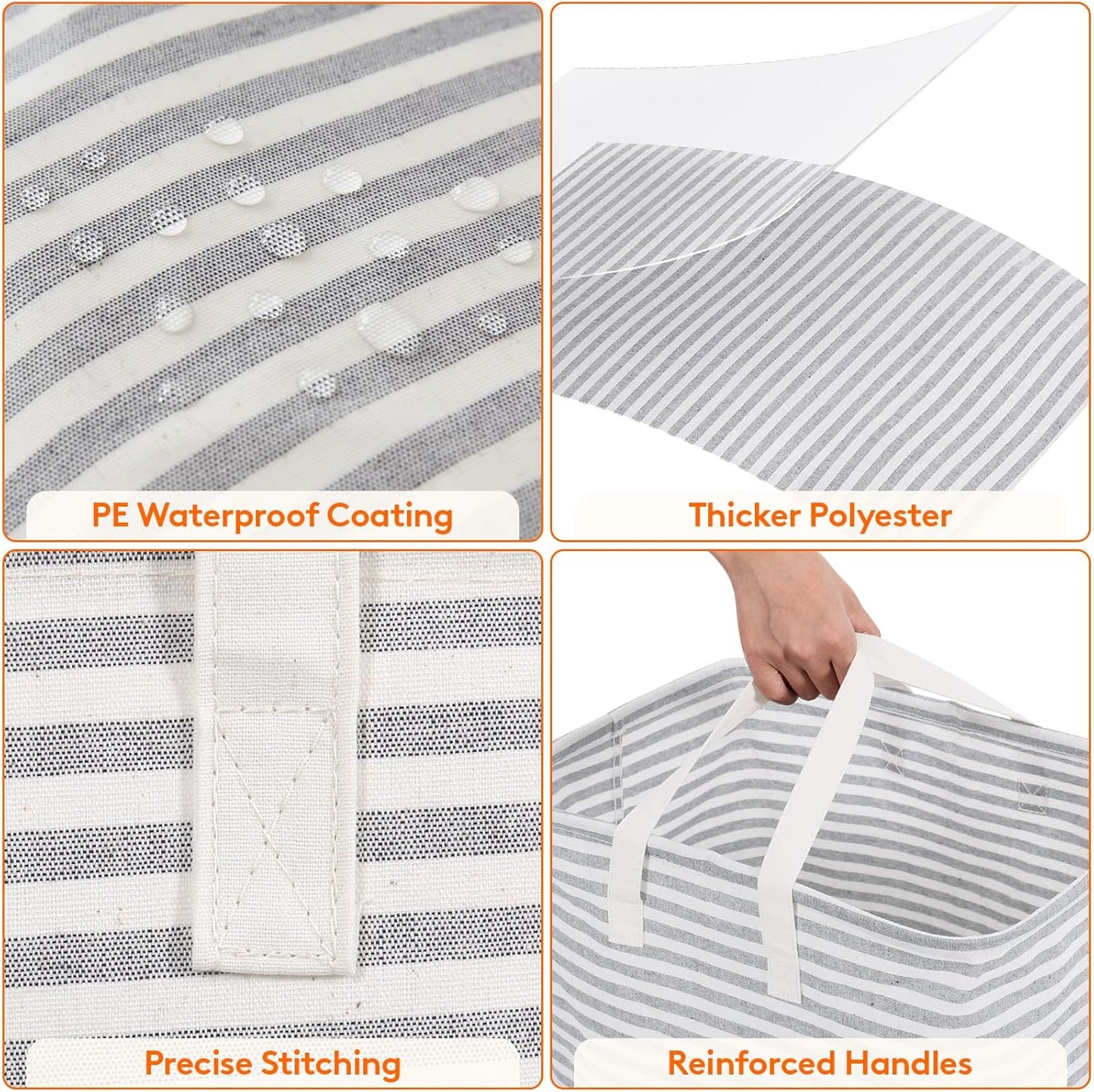 Lifewit 3 Pack Laundry Hamper Large Collapsible Laundry Baskets, Freestanding Waterproof Clothes Hamper with Easy Carry Handles in Laundry Room Bedroom Bathroom College Dorm for Adults, Grey, 3 x 90L