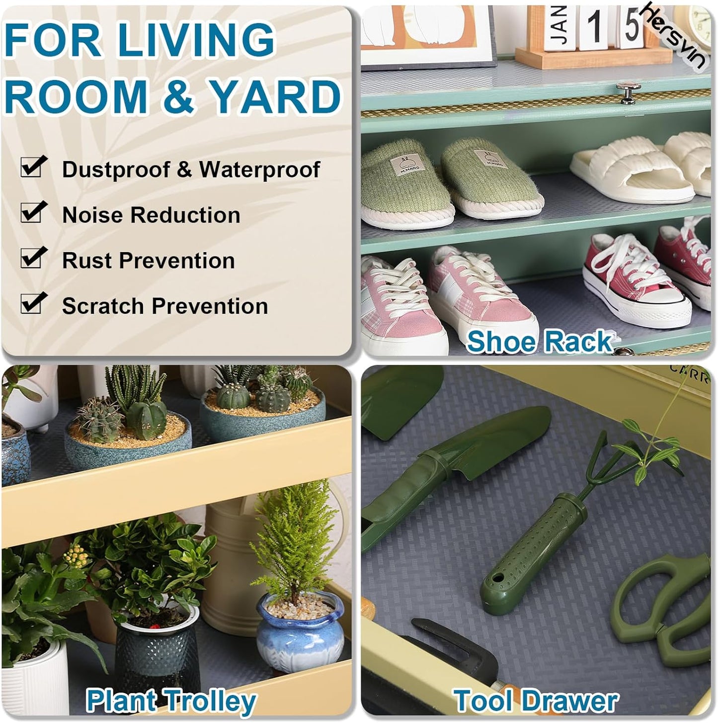 Shelf Liners 20 in x 20 ft EVA Drawer Mats, Non-Adhesive Cupboard Pad, Kitchen Cabinet Lining Fridge Cushion (Gray Crossed Stripe, 50.8x610cm)