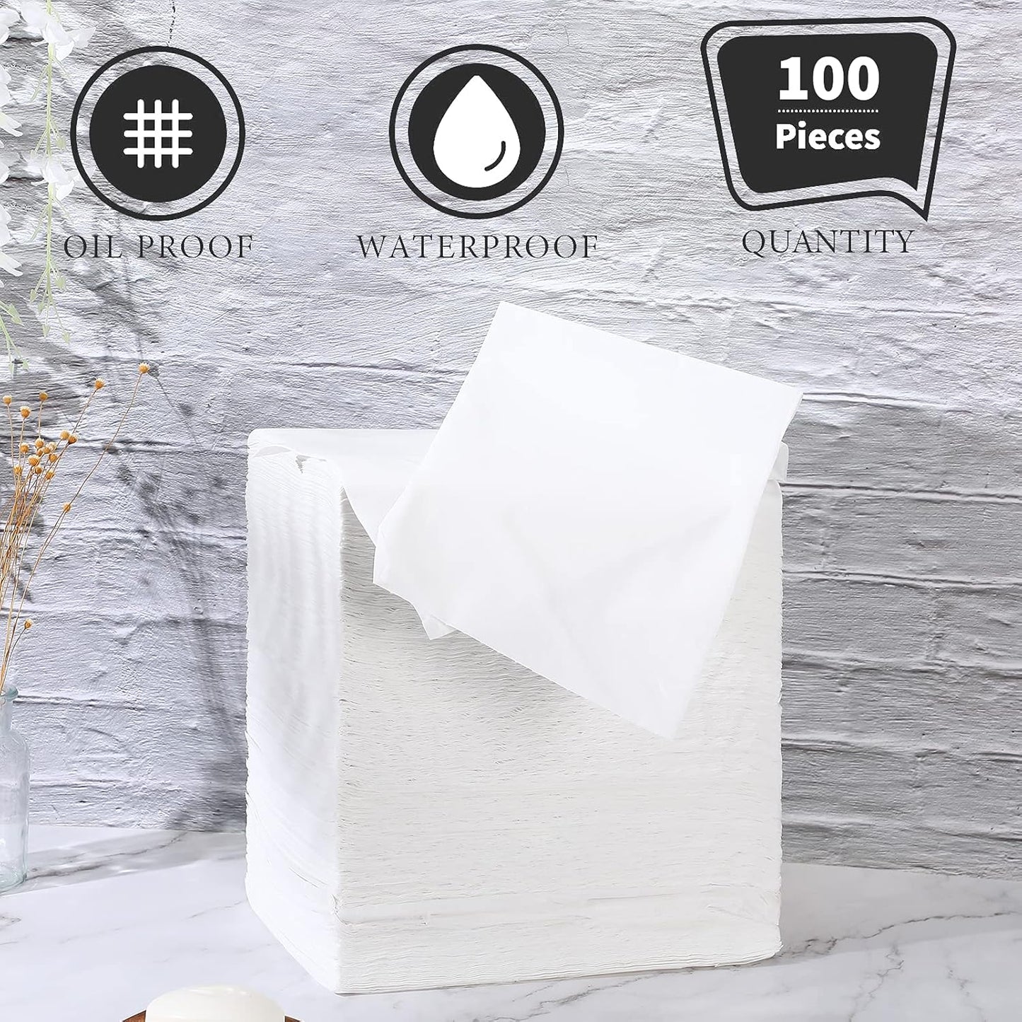 Breling 100 Pcs 31.5 x 71 Inch Disposable Bed Sheets Oil-proof PE Film Massage Table Sheets Non-woven Fabric Spa Waterproof Bed Cover Breathable for Beauty Salon Hotels Tattoo Waxing(White)