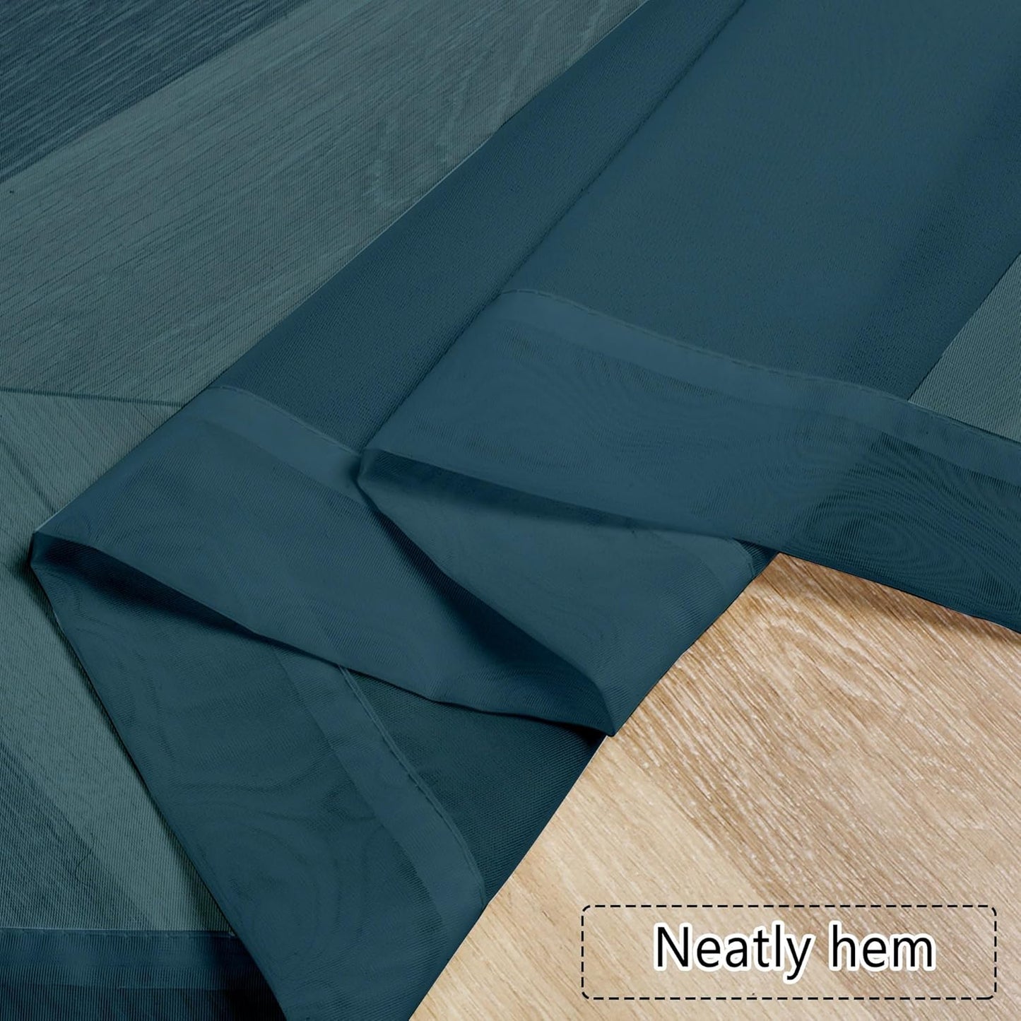 Chyhomenyc Stone Blue Sheer Valances for Windows 2 Pack, 42Wx14L Inches Small Valance for Living Room Bathroom Cafe Laundry Basement, Elegant Haze Blue Voile Valance