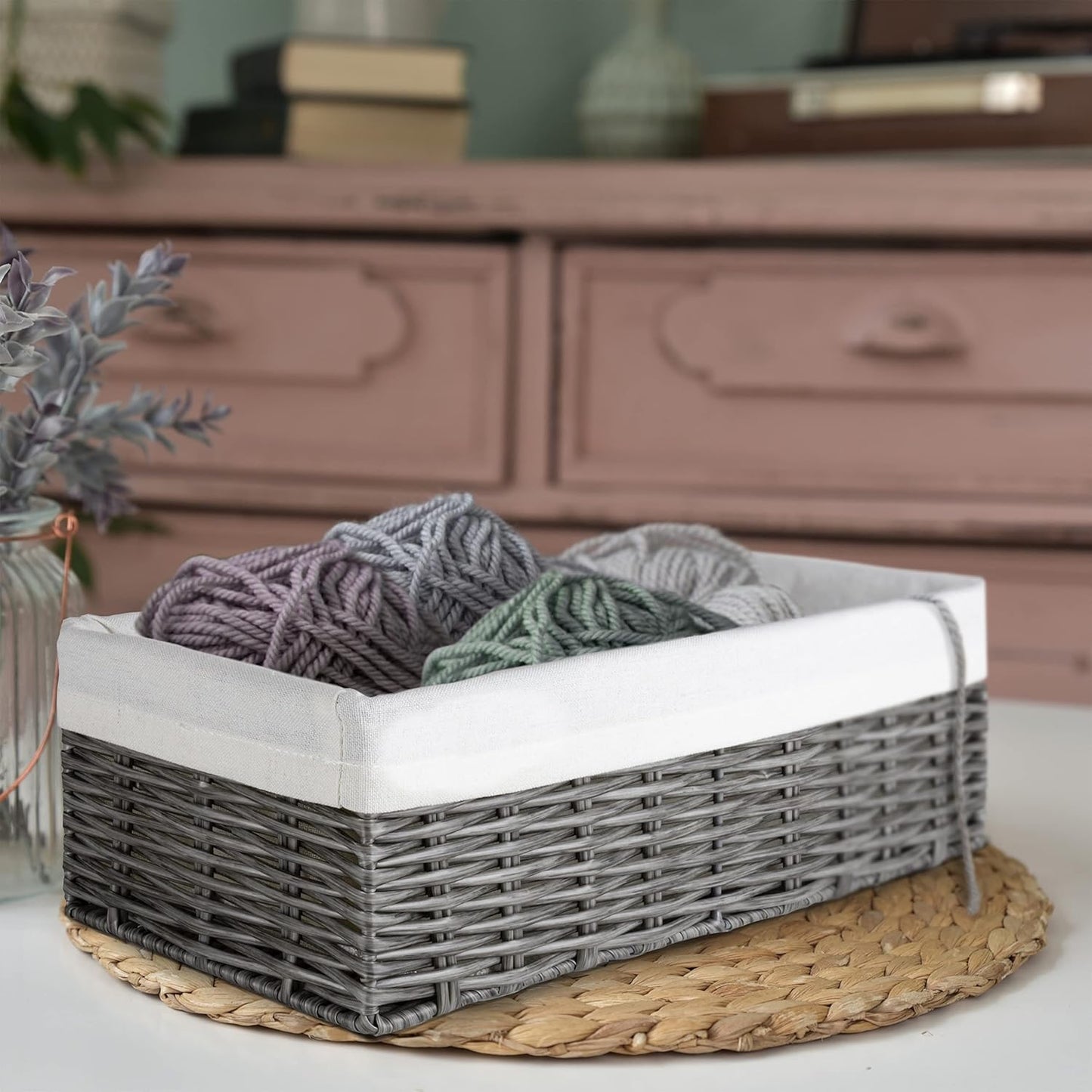 Brookstone Wicker Shelf Storage Basket Decorative Shelf Bin, bathroom organizers and storage, Boho Living Room Decor, Summer Storage 2025 - Single Basket