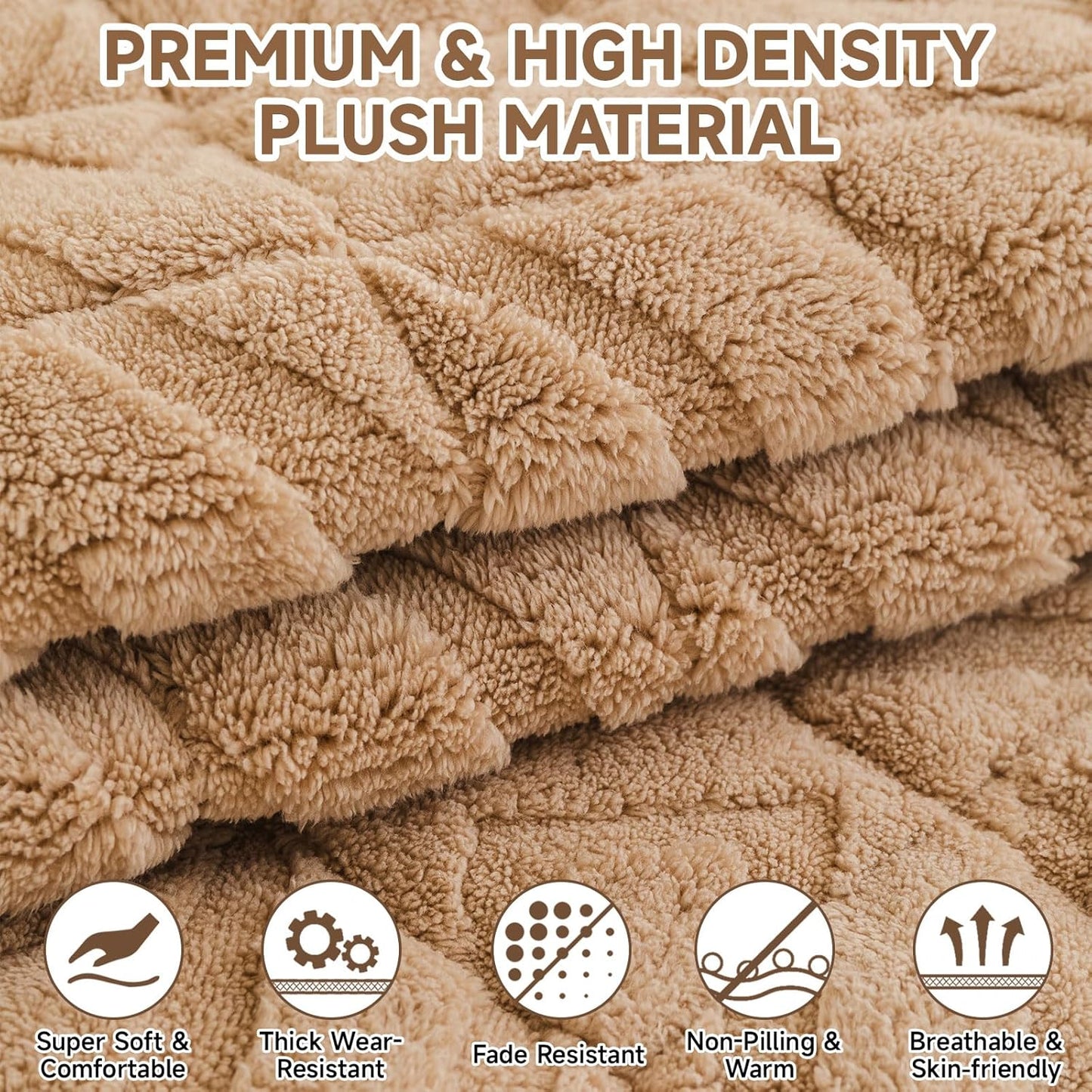 OTOB All Season Couch Cover for Dogs Washable, Non Slip Fuzzy Plush Pet Couch Covers Kids Pet Friendly, Geometric Jacquard Modern Soft Loveseat Sofa Slipcovers Protectors (Coffee, 27.6"x59.1")