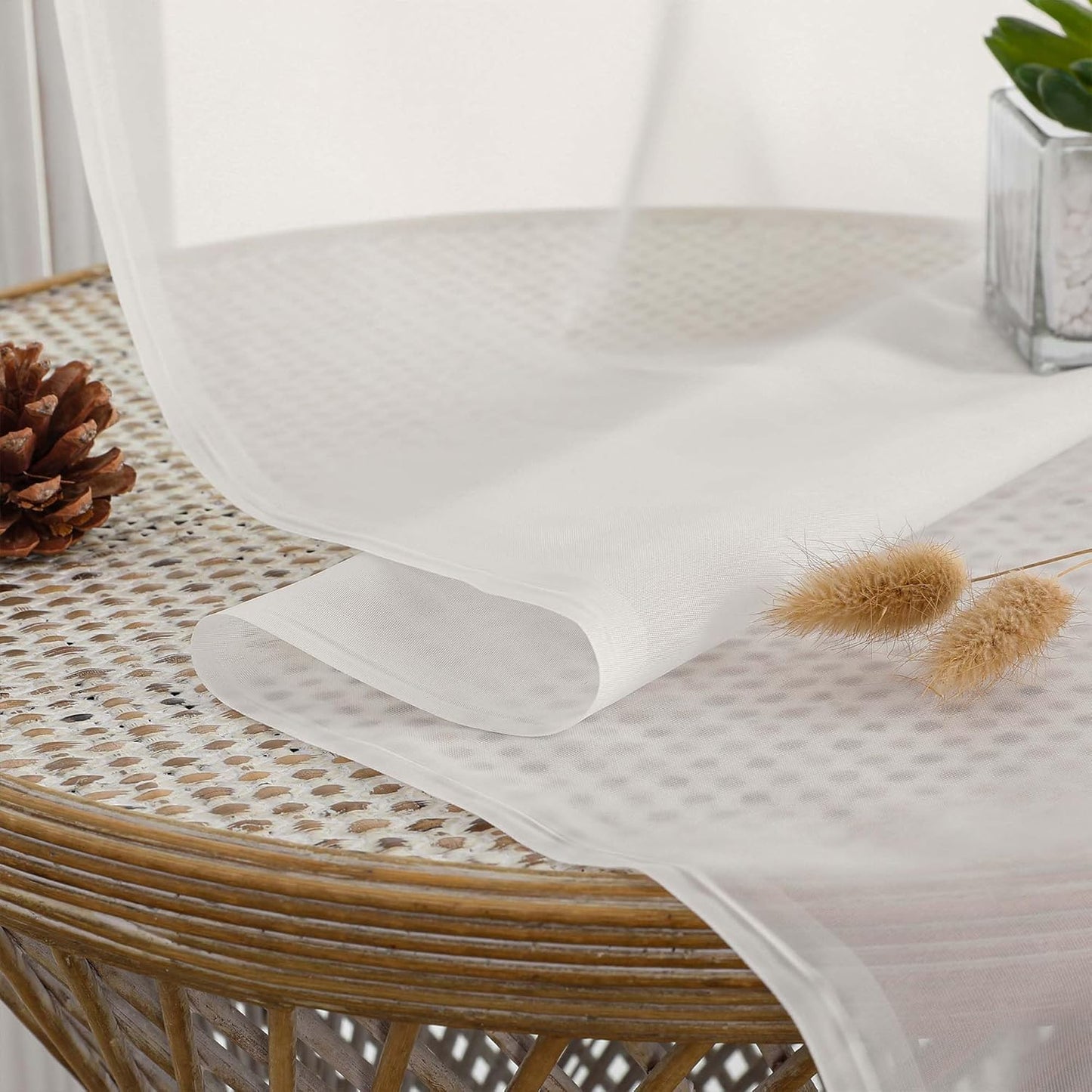 Chyhomenyc Ivory Sheer Curtains 78 Inches Long 2 Panels Set for Living Room, Light Filtering Voile Lightweight Bedroom Curtains, Rod Pocket Solid Window Treatment Drapes, Each 42W x 78L