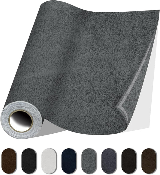Fabric Repair Patches, 17X79 Inch Self-Adhesive Suede Patches Tape Durable, DIY Large Fabric Repair for Sofa, Couches, Furniture, Chair, Clothing （17X79 Inch, Grey）