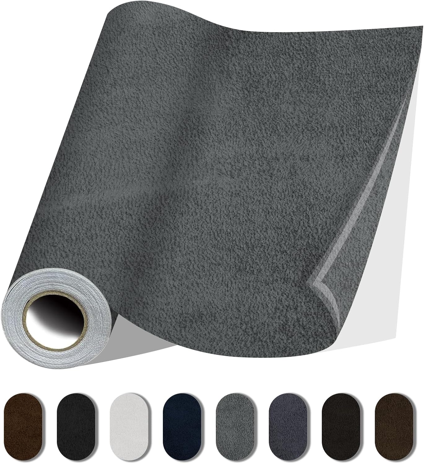 Fabric Repair Patches, 17X158 Inch Self-Adhesive Suede Patches Tape Durable, DIY Large Fabric Repair for Sofa, Couches, Furniture, Chair, Clothing （17X158 Inch, Grey）