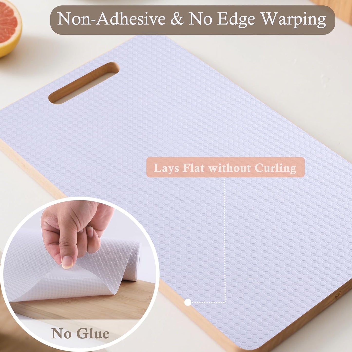 Cabinet Shelf Liner 24 Inch Wide X 20 Ft Non-Slip Kitchen Drawer Liners Waterproof & Oil-Proof Drawer Liners for Cupboard Pantry Non Adhesive Refrigerator Shelf Liner Strong Grip Cabinet Mat (White)