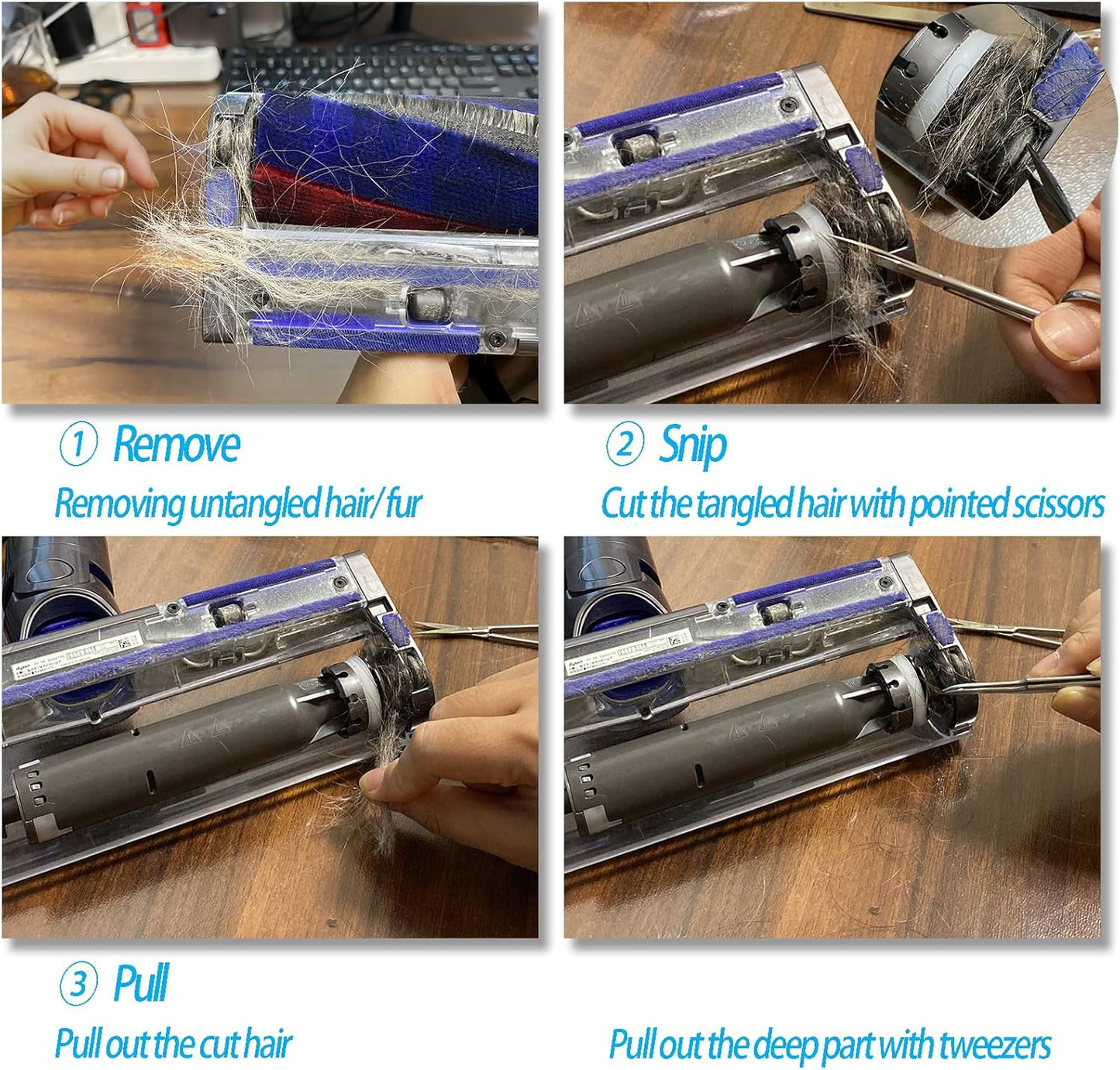 Cleaning Tool Kits, Hair Removal Tools for Vacuums Wheels (Long Hair, Pet Hair Wrapping)