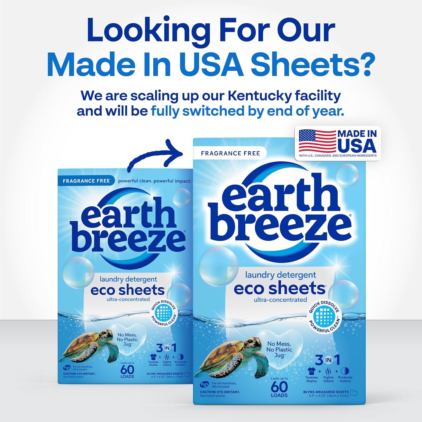 Earth Breeze Laundry Detergent Sheets Fragrance-Free - 180 Loads Eco Liquidless Soap - Travel-Friendly for Hot & Cold Cycles, Tackles Tough Stains & Odors - Gentle on Sensitive Skin, 90 Ct (3 Pack)