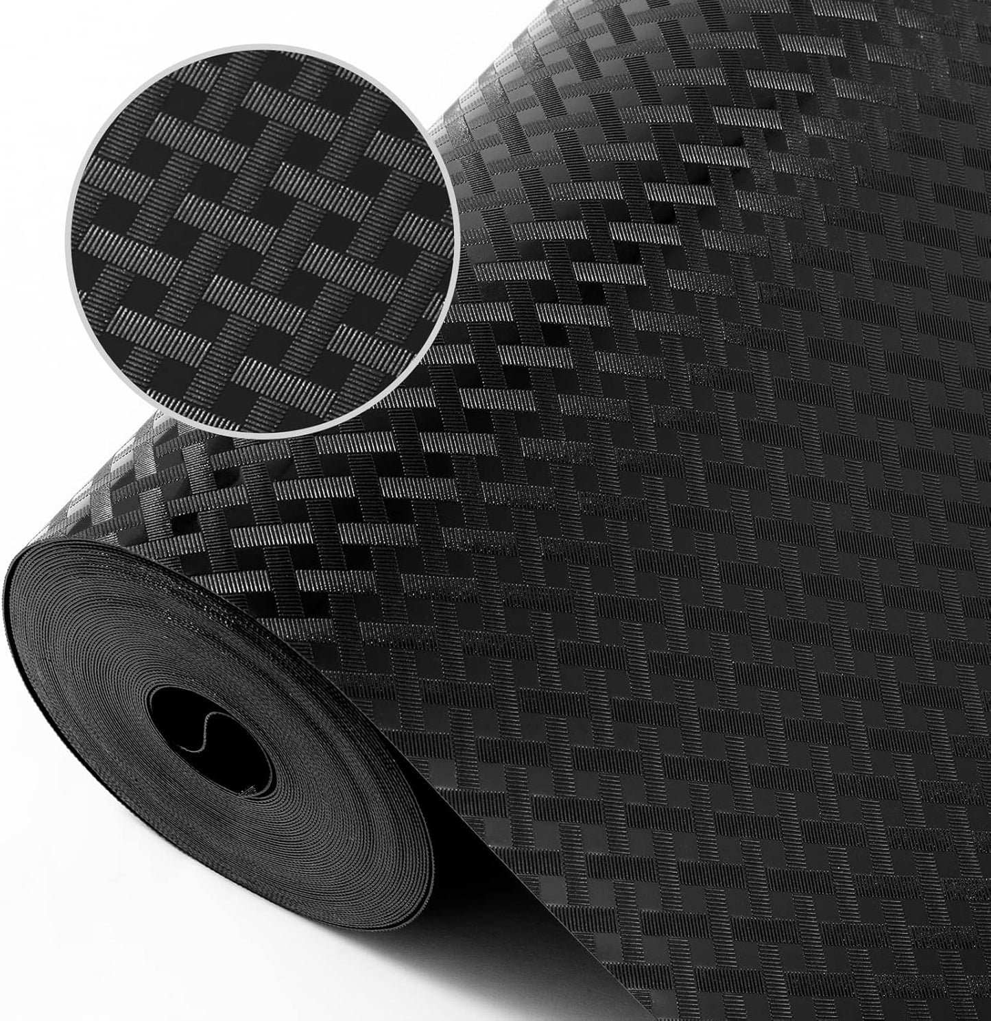 Shelf Liners for Kitchen Cabinets Refrigerator Liners Waterproof & Oil-Proof Kitchen Cupboard Liner Non-Slip Drawer Mats EVA Material Non Adhesive Fridge Liner for Shelves -Black 17.5 x 393.7 Inches