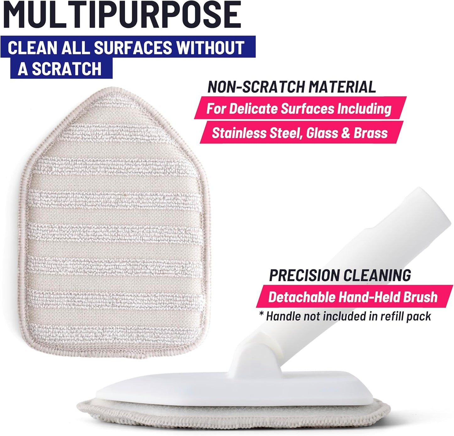 Replacement Microfiber Pad for Moku Home Extendable Tub Tile Shower Scrubber for Cleaning Non-Scratch (2X Microfiber Pads Gray)