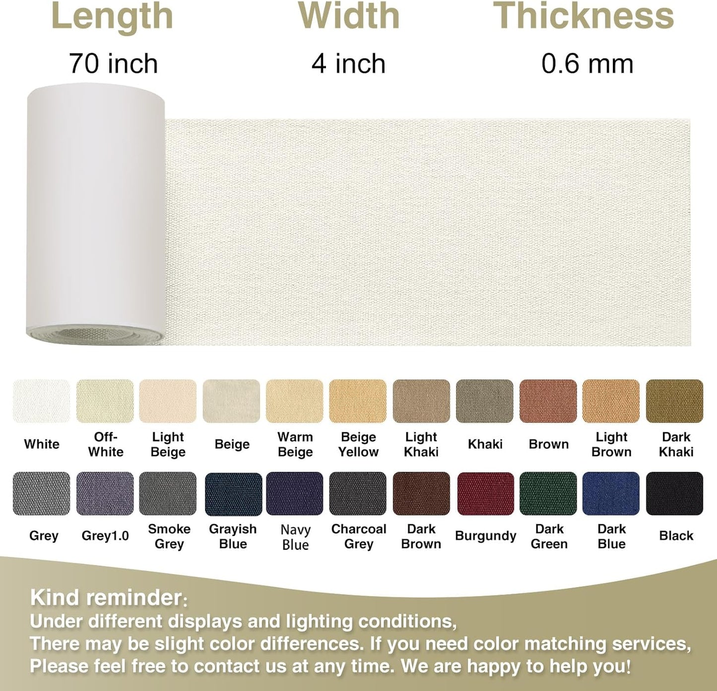 Canvas Repair Tape 4×70 Inch Waterproof Self-Adhesive Fabric Repair Patch for Repairing Boat Covers,Tents,Patio Umbrellas,Car Seats,Luggage,Sofas.(White)