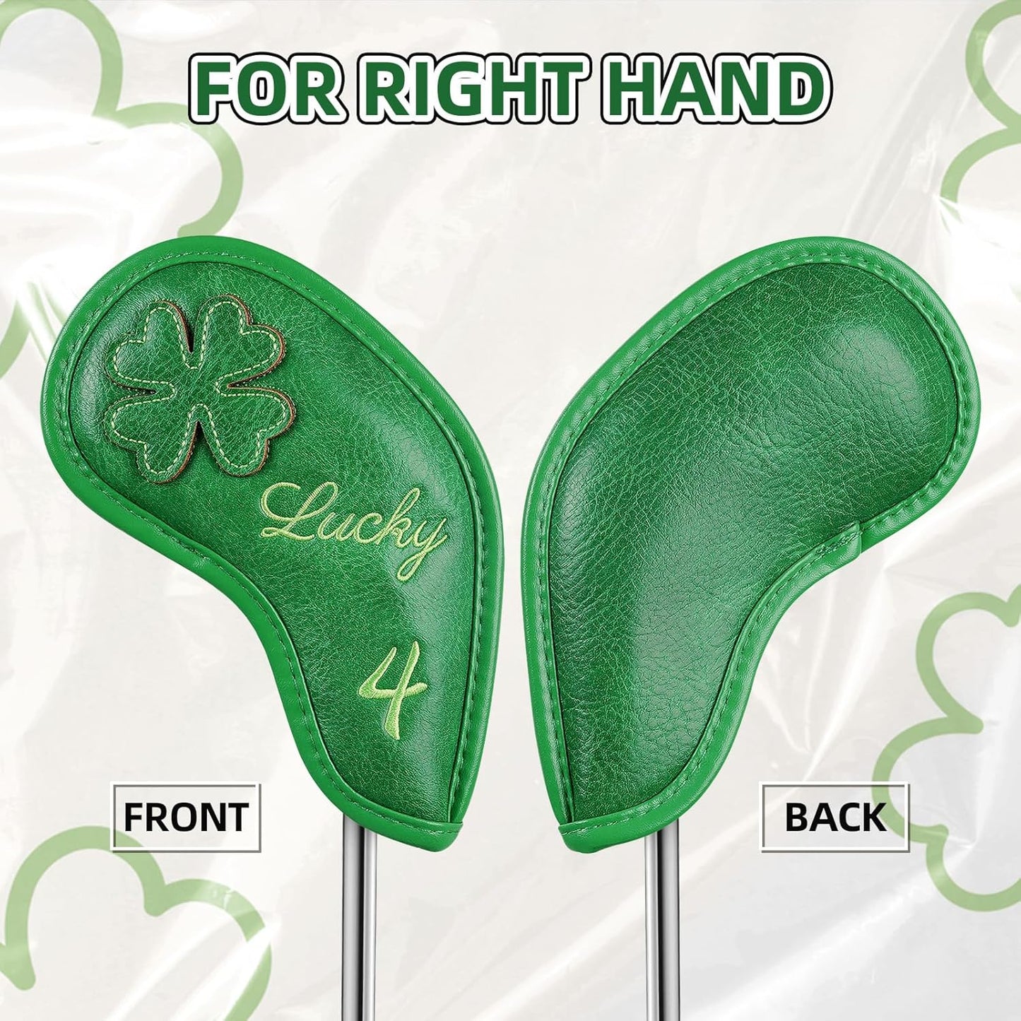 Golf Headcovers Golf Club Head Covers Four Leaf Clover Good Luck Charm - Clover Style Premium Leather Driver Fairway(FW) Wood Hybrid(UT) with Number Tags