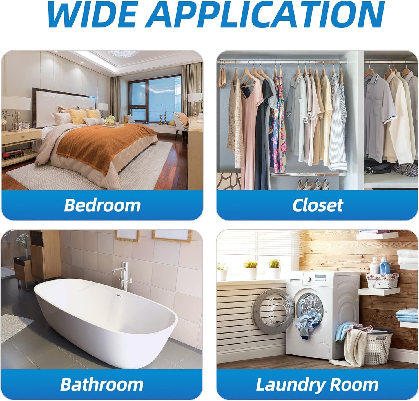 12 Pack (7 oz. ea.) Moisture Absorber Refill Hanging Bags, Moisture Absorber Packets with Reusable 6pcs Hooks, Humidity Packs, Hanging Closet Dehumidifier Bags