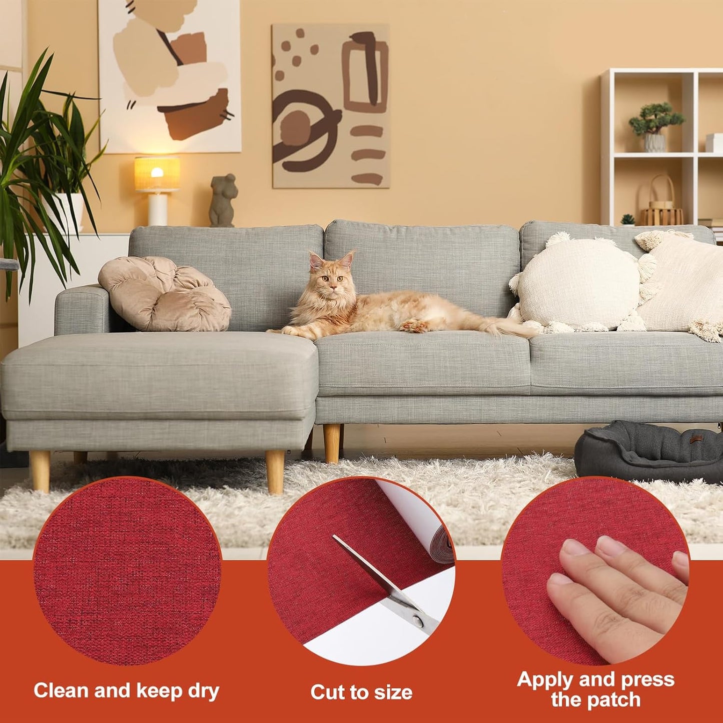 PATIKIL 70x6.2 Inch Linen Repair Tape, Repair Fabric Patch Self Adhesive Couch Patch Line Repair Patch for Furniture Sofa Car Seats Office Chairs, Wine Red