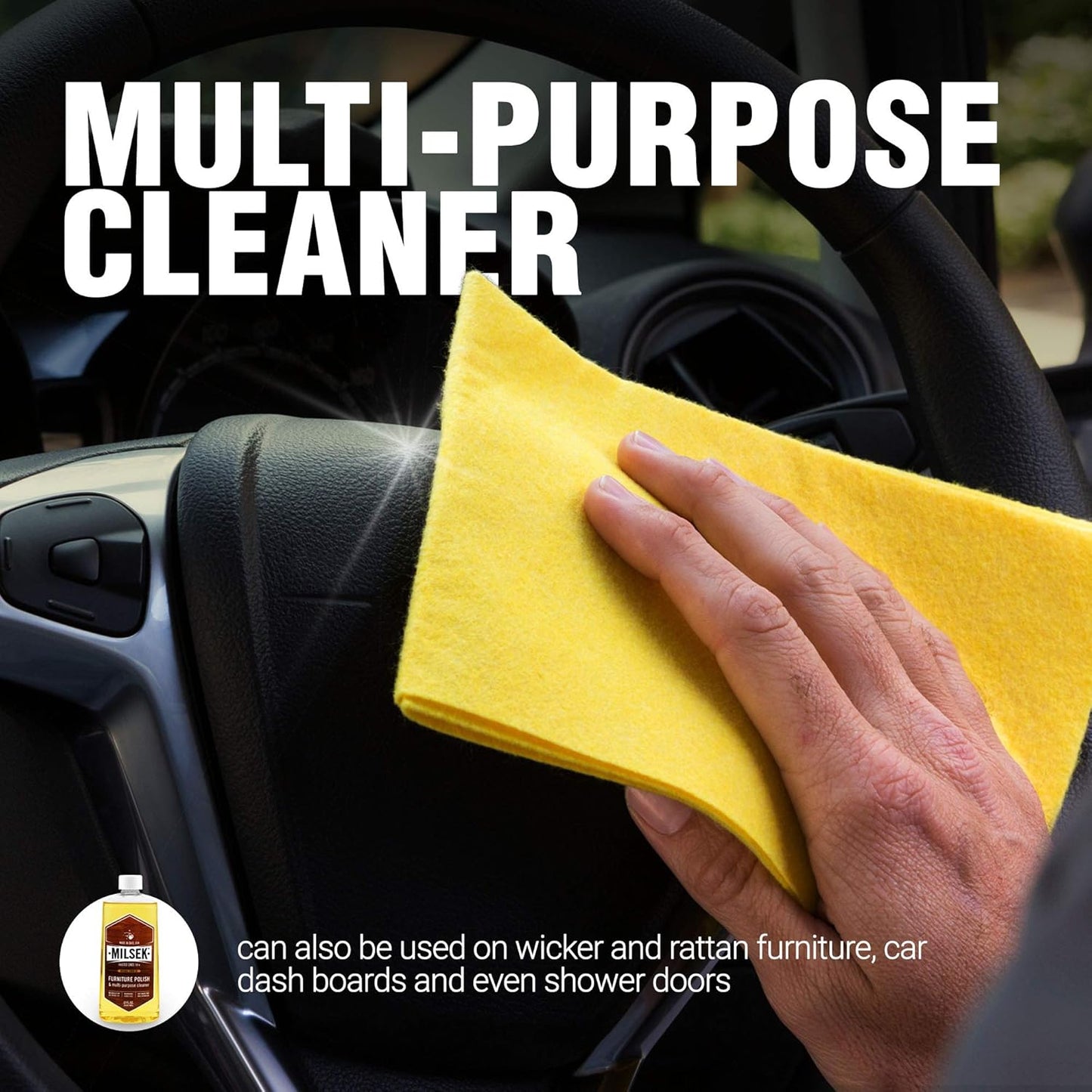 Milsek Furniture Polish and Wood Cleaner with Lemon Oil - Multipurpose Solution for Home Improvement from Hardwood Floors to Kitchen Cabinets - 12 Fl Oz (Pack of 12)