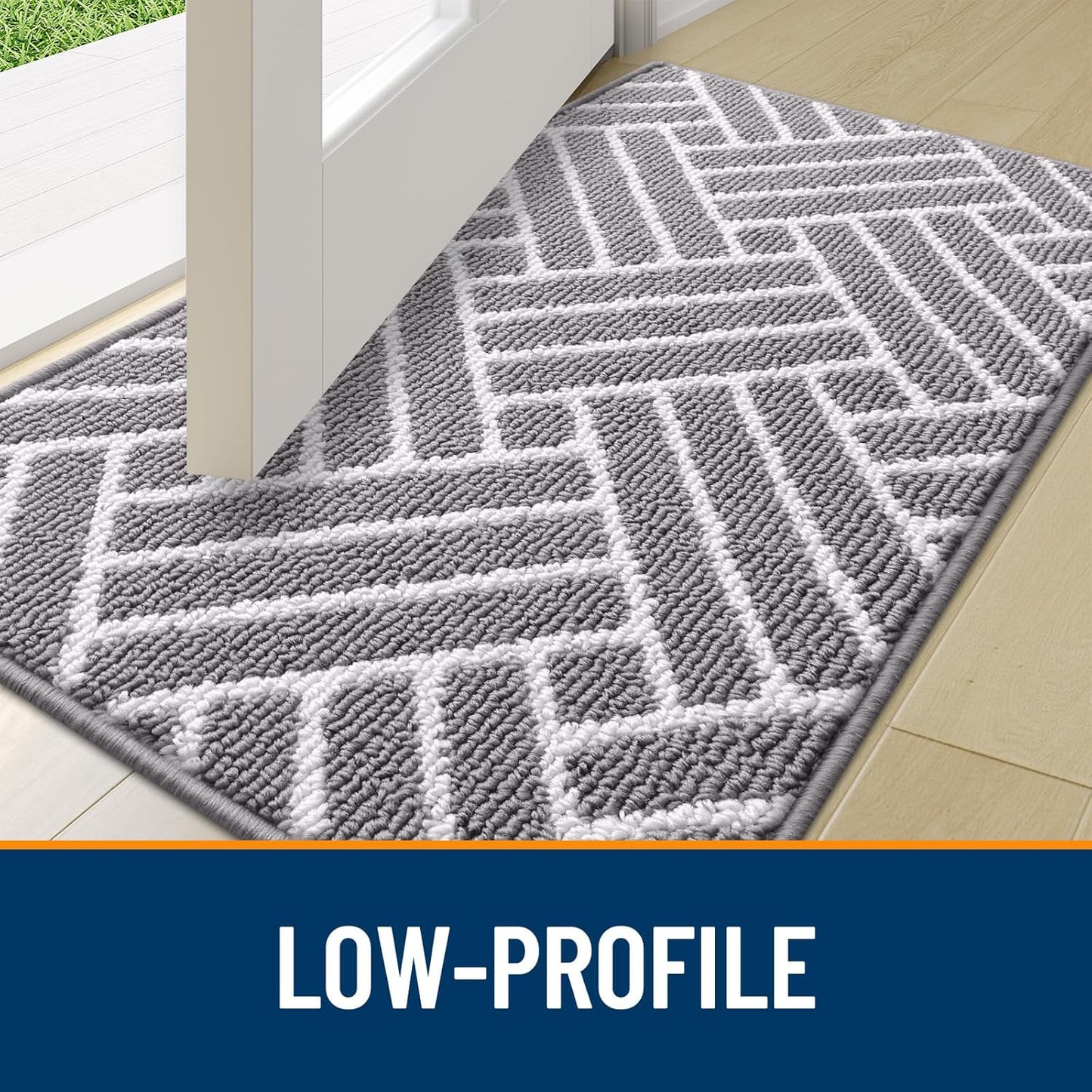 OLANLY Large Indoor Door Mat, 71x47 Inch, Dirt Resistant and Absorbent, Non-Slip Rubber Backing Floor Mats, Easy Clean Low-Profile Doormat for Entryway, Front Door, and Inside Entrance, Grey