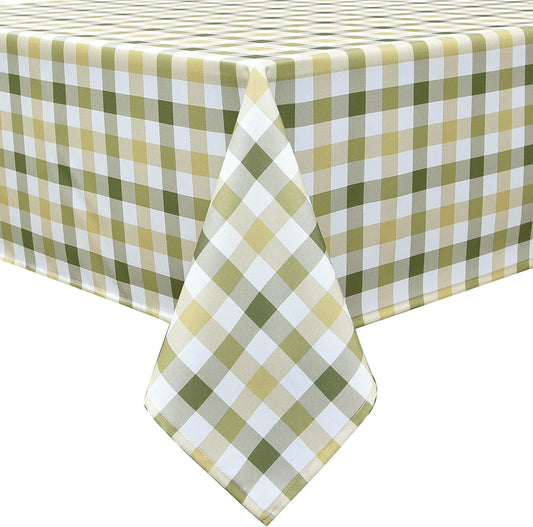 Classic Gingham Tablecloth Fabric - Oblong 58x120 Water Resistant Chequered Pattern Table Cloth for Indoor/Outdoor Use - Tabletop Cover for Birthday, Picnics, Gardens, and Parties