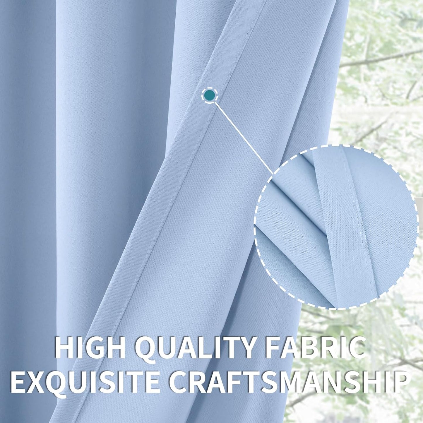 BGment Baby Blue Room Darkening Curtains 84 Inch Length for Kids Bedroom - Thermal Insulated Drapes with Rod Pocket Darkening Privacy for Living Room, 42 x 84 Inch, 2 Panels