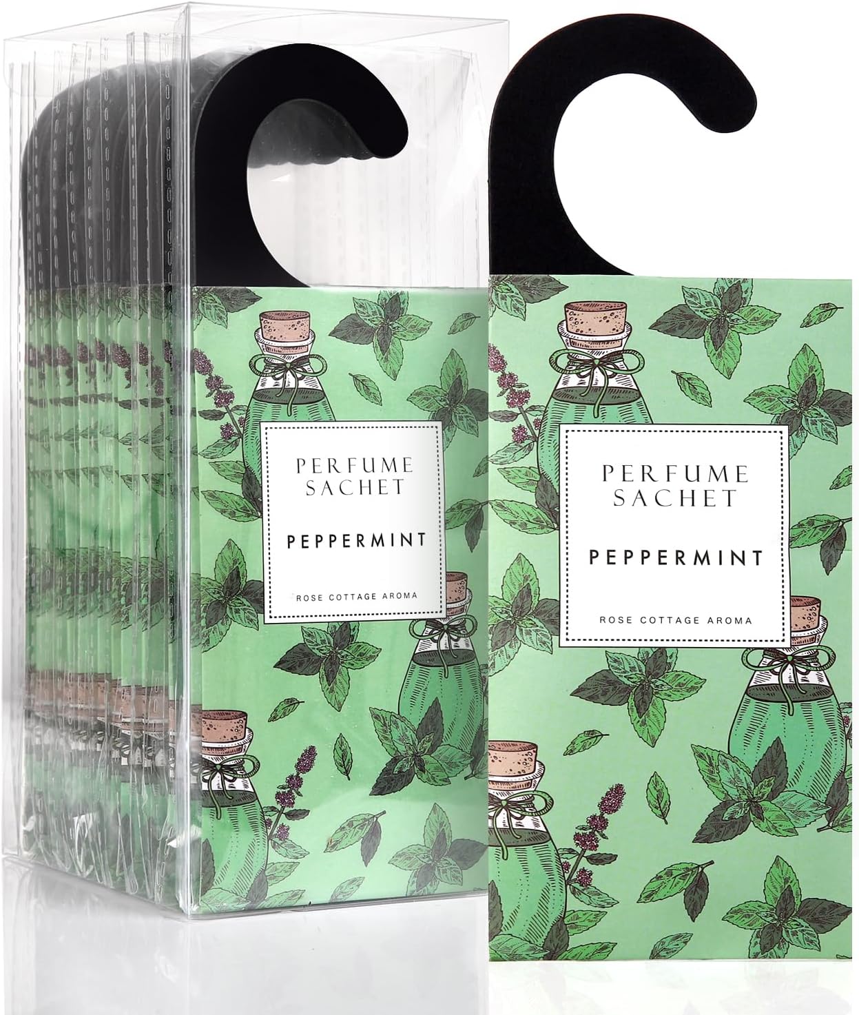 ROSE COTTAGE Large 12 Packs Peppermint Hanging Closet Deodorizer Air Freshener Long Lasting Scented Sachets Smell Goods for House