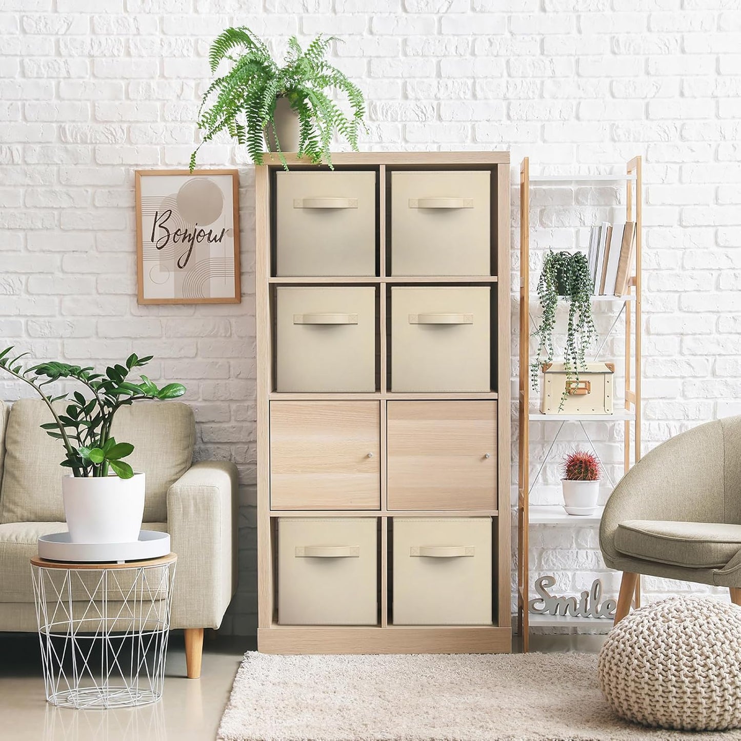 Sorbus 13 Inch Storage Bins - Sturdy Collapsible Fabric Storage Cubes with Handle - 8 Foldable Baskets for Organizing Clothes, Toys, Books - Storage Baskets for Shelves, Closets