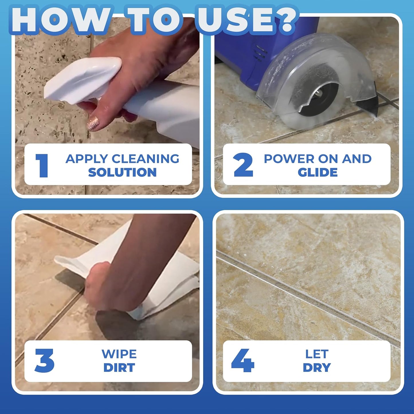 Electric Stand-Up Grout Cleaning Machine – Compact Lightweight Floor Scrubber for Tile, Bathroom & Kitchen Grout Lines | Easy-to-Use Deep Cleaner for Ceramic & Porcelain Tile Floors (Small)