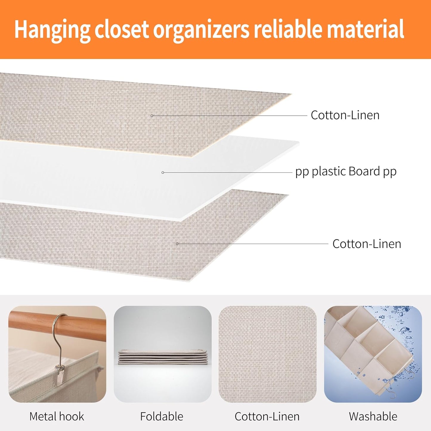Large Hanging Sweater Organizer for Closet,Collapsible 6-Shelf Hanging Closet Shelves with Drawers, Washable (Beige -6 Shelf-1 d)