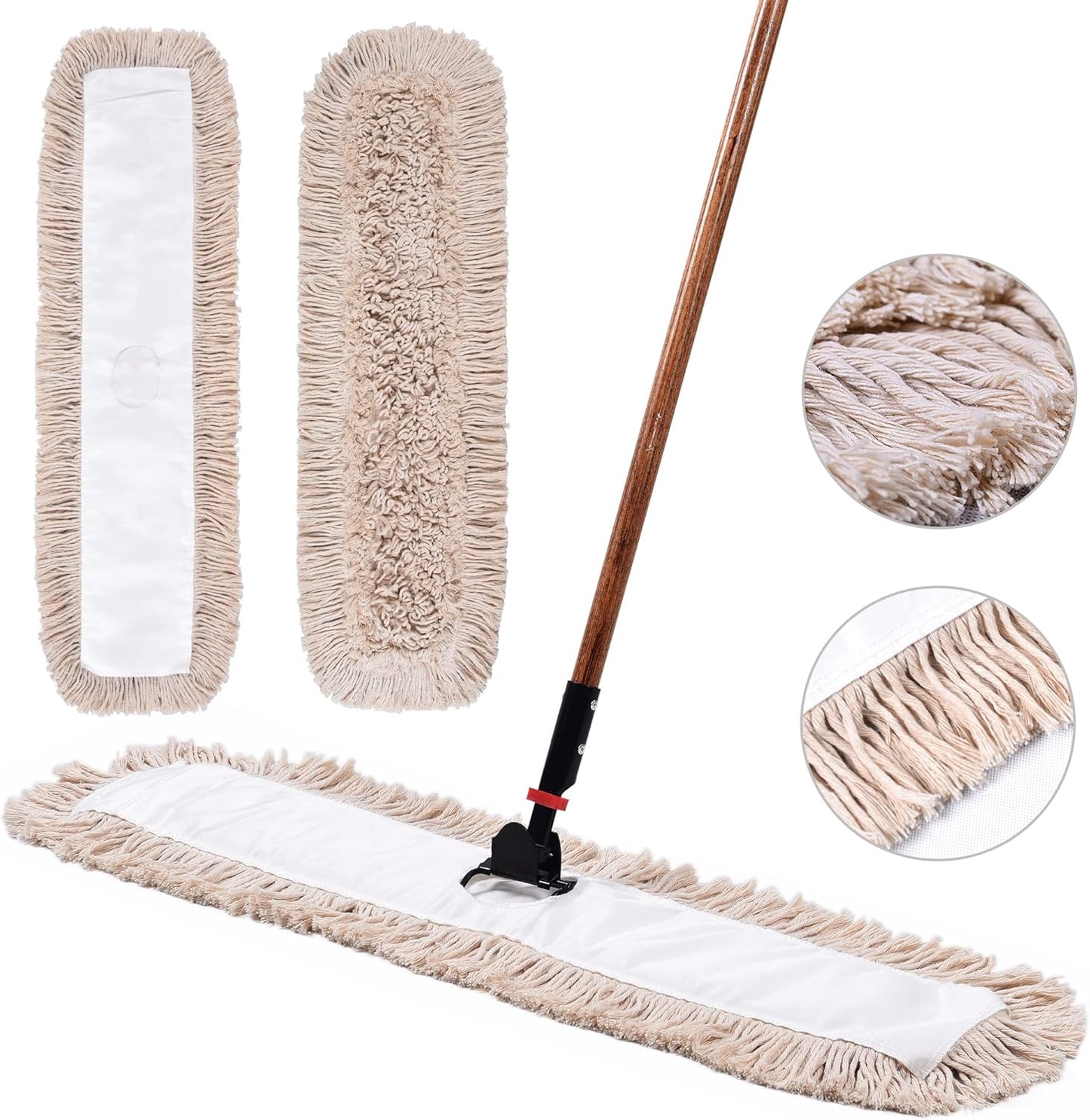 Matthew Cleaning 36'' Cotton Dust Mop Refill Washable Thick Tufted Replacement Heads for Residential & Commercial Use Fit All 36'' Dust Mop Frames, Hardwood, Laminate, Concrete Floors 12 Pack