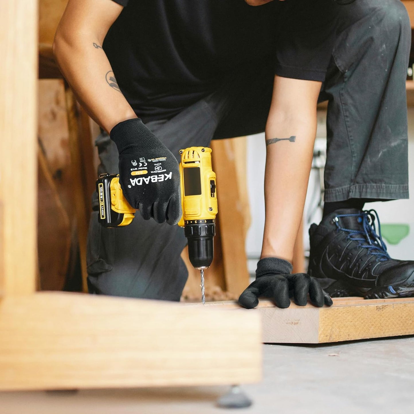 Kebada Safety Work Gloves,120 Pairs Bulk Pack, Touchscreen, PU Coated, Ideal for Warehouse, Construction, Gardening and Mechanics, Black, XX-Large