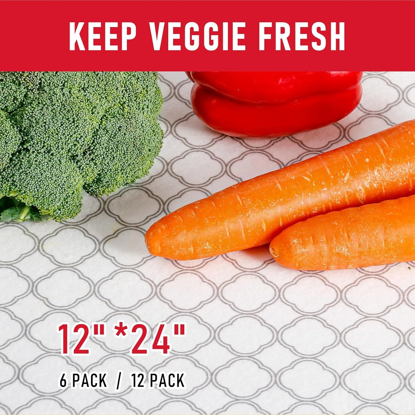 Cooyes Felt Shelf Liners for Drawer & Kitchen Cabinet, 12 Pack, 12" × 24 ", Non Slip Fridge Liners Machine Washable, Breathable Refrigerator Mats for Glass Shelves, Keep Produce Fresh Longer