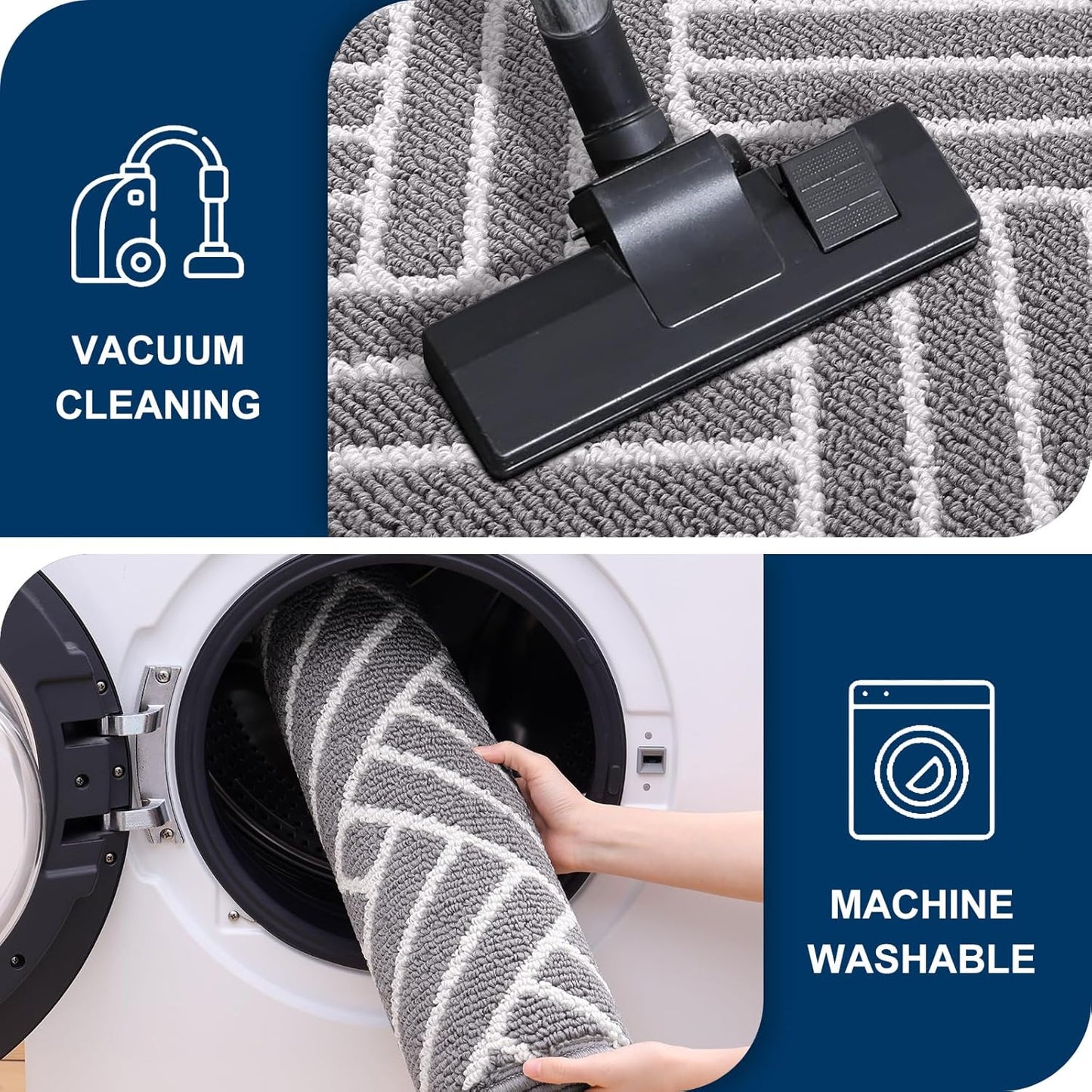 OLANLY Runner Indoor Door Mat, 59x23 Inch, Dirt Resistant and Absorbent, Non-Slip Rubber Backing Floor Mats, Easy Clean Low-Profile Doormat for Entryway, Front Door, and Inside Entrance, Grey