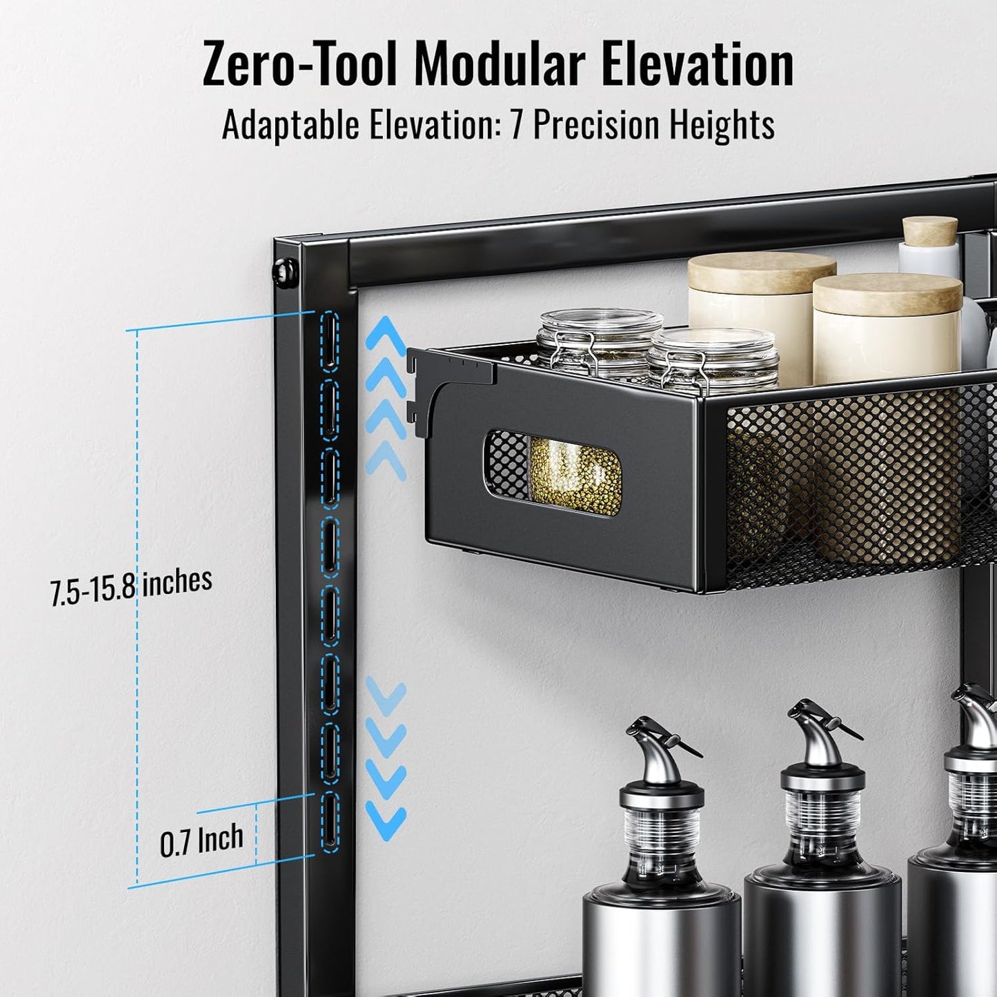 2 Pack Under Sink Organizer and Storage, Metal Under Kitchen Sink Organizer, Slide Out Bathroom Organizers and Storage, Undersink Organizers for Kitchen Bathroom Cabinet