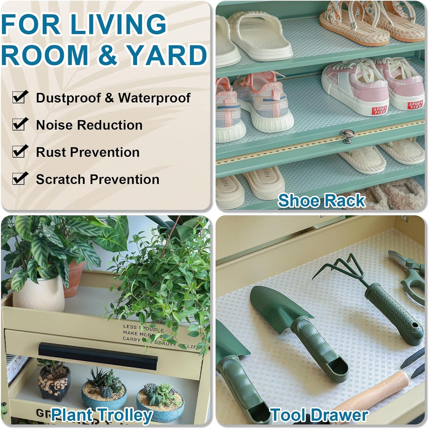 Shelf Liners 16 in x 20 ft EVA Drawer Mats, Non-Adhesive Cupboard Protector, Kitchen Cabinet Lining Fridge Liner (Clear Crossed Stripe, 40.7x610cm)