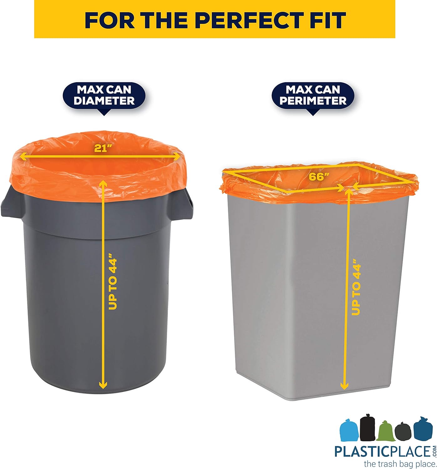 Plasticplace 42 Gallon Trash Bags |3.0 Mil | Orange Heavy Duty Contractor Trash Bags | 33" x 48", 50 Count (Pack of 1)