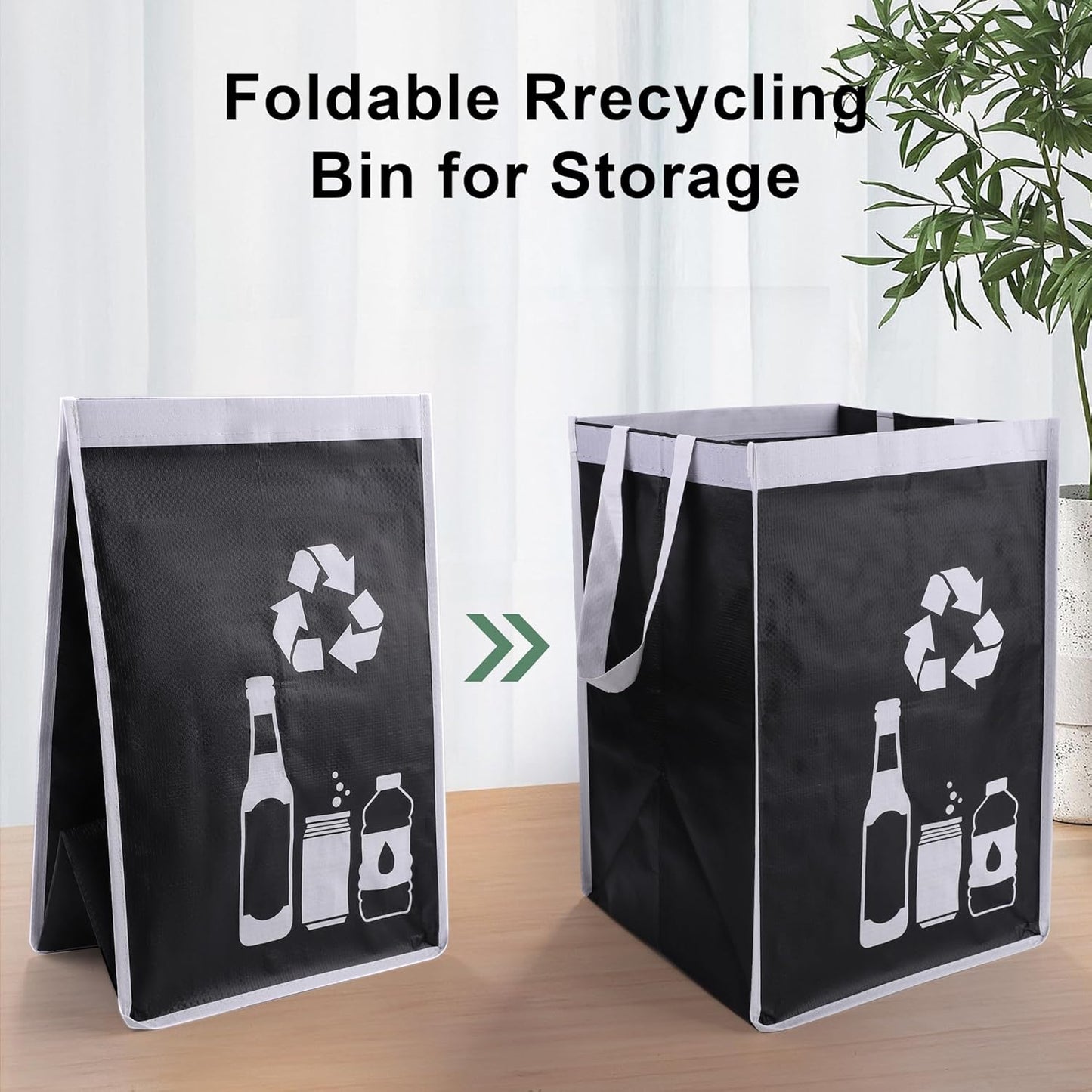 Recycle Waste Bag for Kitchen Home- Indoor Recycling Bins Trash Sorting Organizer, Reusable and Waterproof, 2 Pack