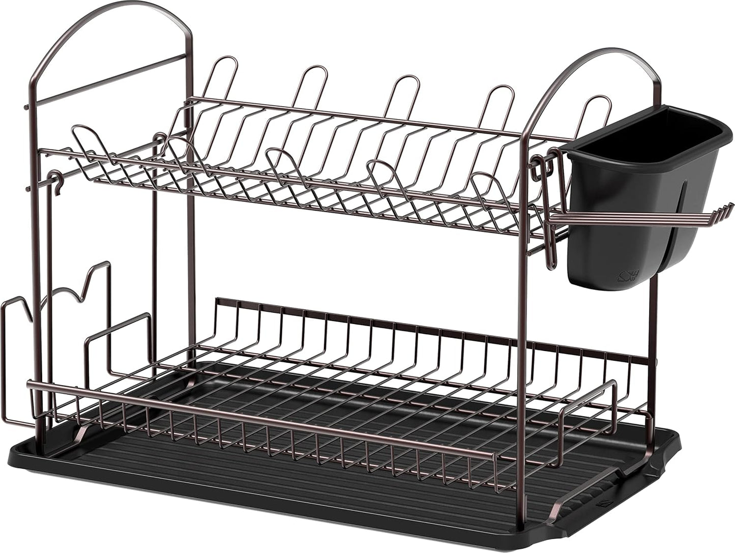 SIMPLE HOUSEWARE 2-Tier Dish Rack with Drainboard, Bronze