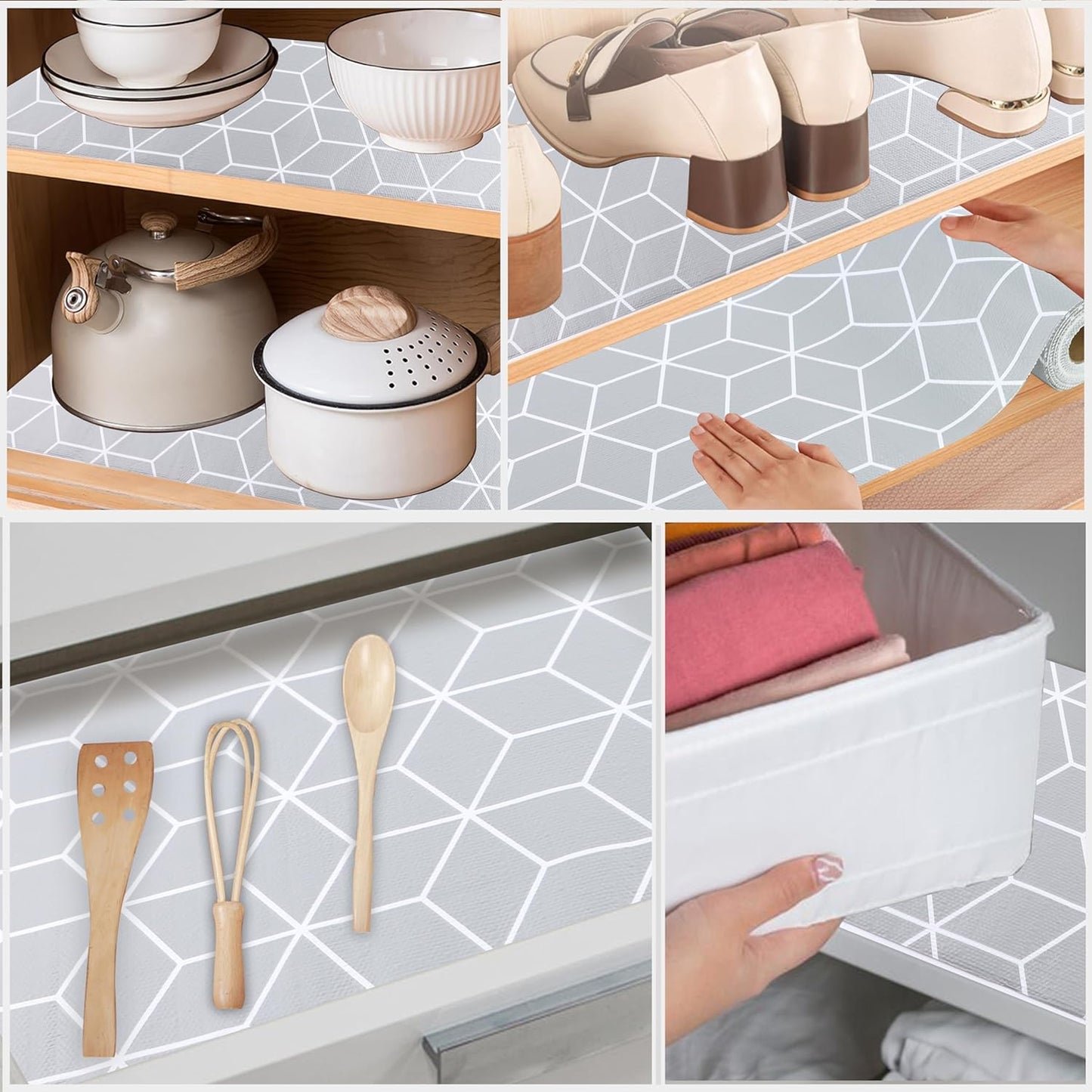 Shelf Drawer Liner Non Slip 12 Inch Wide X 20 Ft Non Adhesive Kitchen Cabinet Paper Liner Waterproof Pantry Shelves Closet Liner Strong Grip Refrigerator Cupboard Bathroom Shelf Mat Under Sink