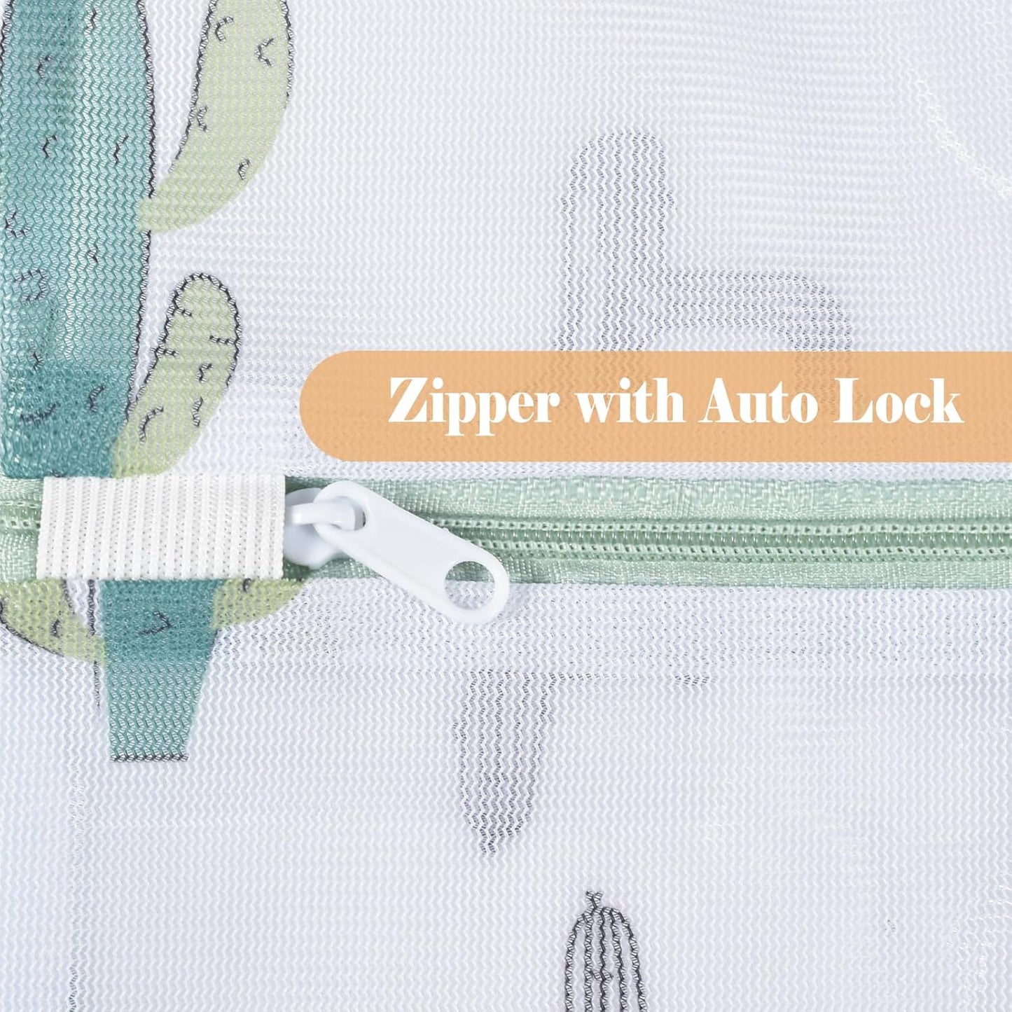 Mesh Laundry Bag, Durable Laundry Bags with Premium Zipper, 5-Piece Washing Machine Wash Bags for Delicates Blouse, Hosiery, Baby Clothes, Travel Organization Bag (Cactus)