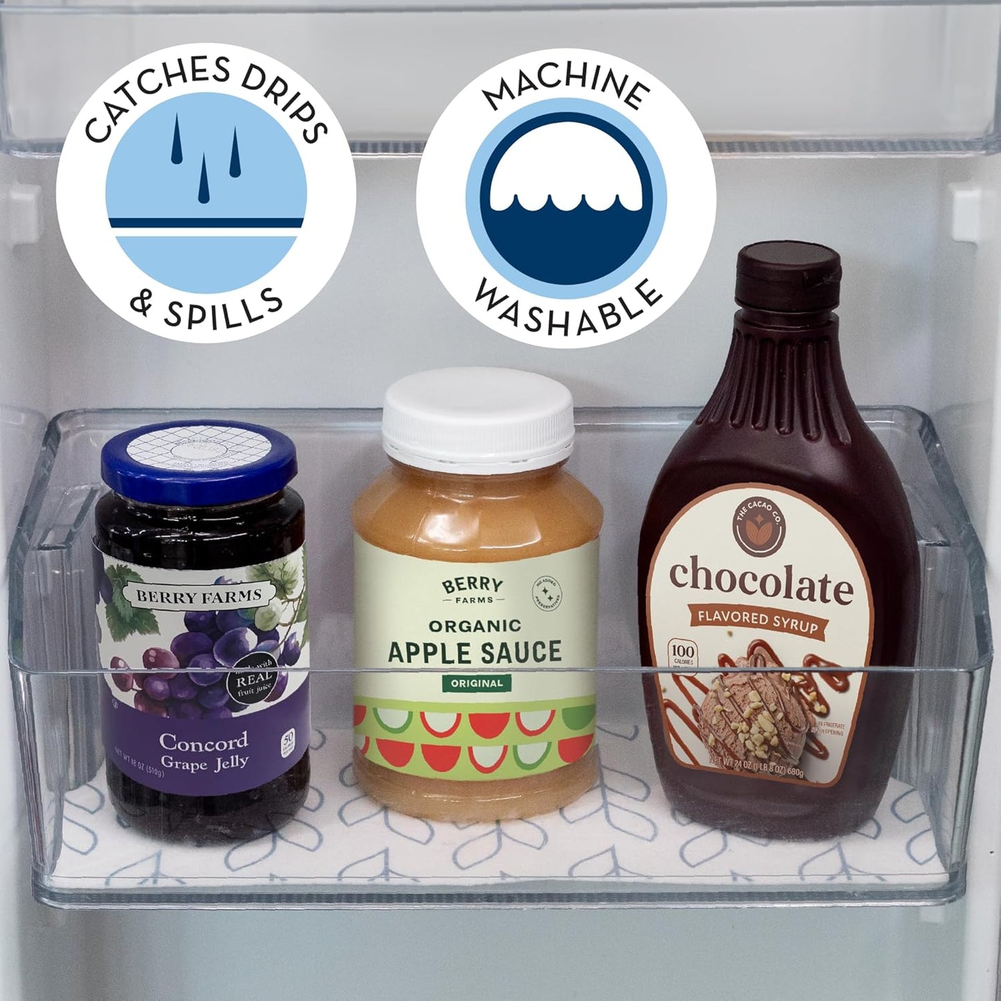 Refrigerator Liners, Shelf Liner, Absorbent Fridge Liners, 12 Inch x 24 Inch, Slate Leaf Print, 6 Pack