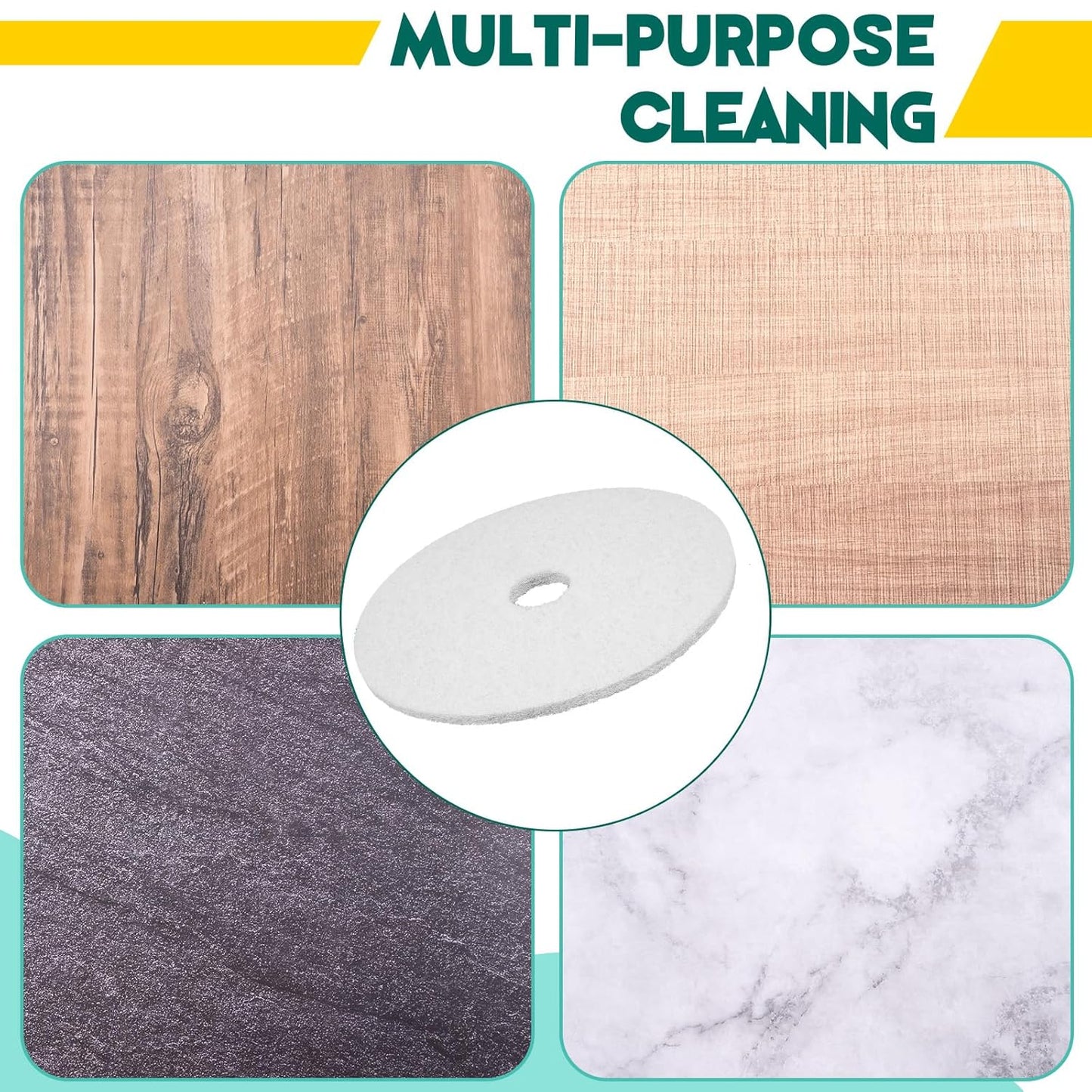 20" White Scrubbing Pads Commercial Cleaning Orbiter Pads-Maintenance Non Woven for Floor Buffer Machine 2 Pcs