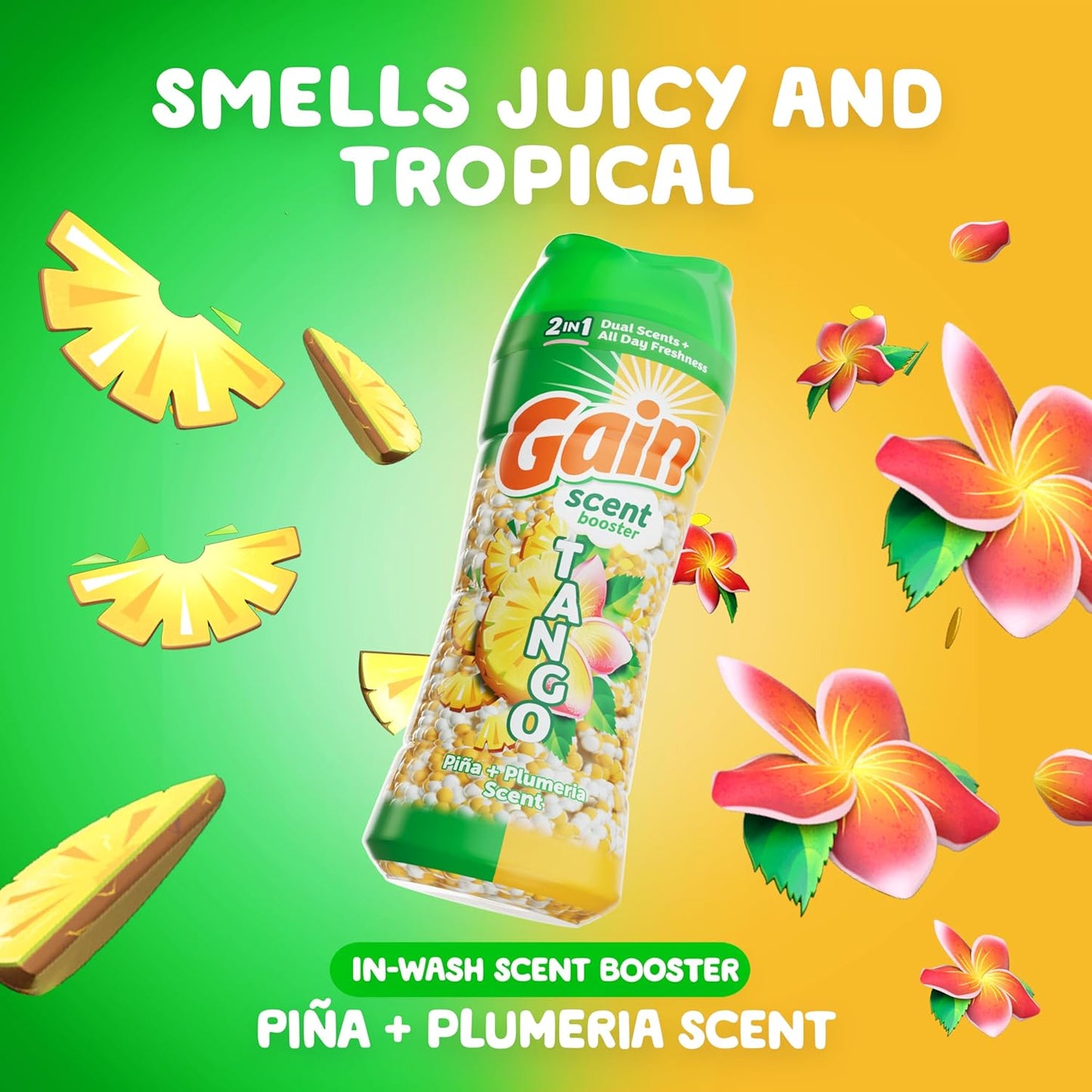 Gain Tango 2-in-1 Laundry Scent Booster Beads, Piña and Plumeria Scent, Laundry Beads with Dual Scents Plus All Day Freshness