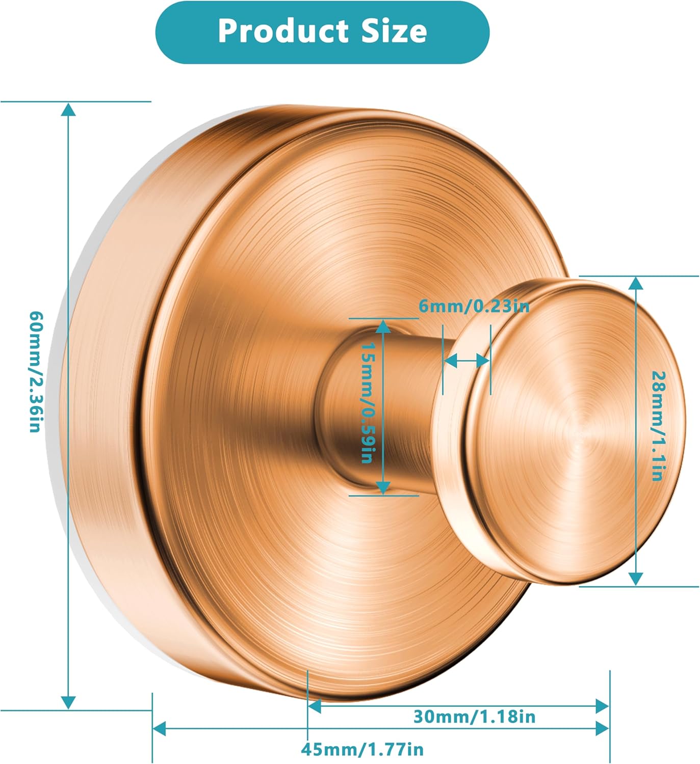 Suction Cup Hooks for Shower,Wreath Hanger for Front Door,Removable No Drill Towel Loofah Hooks,Upgraded 15 lbs Strong Suction for Bathroom,Wall,Glass,Stainless Waterproof-Rose Gold 2 Pcs