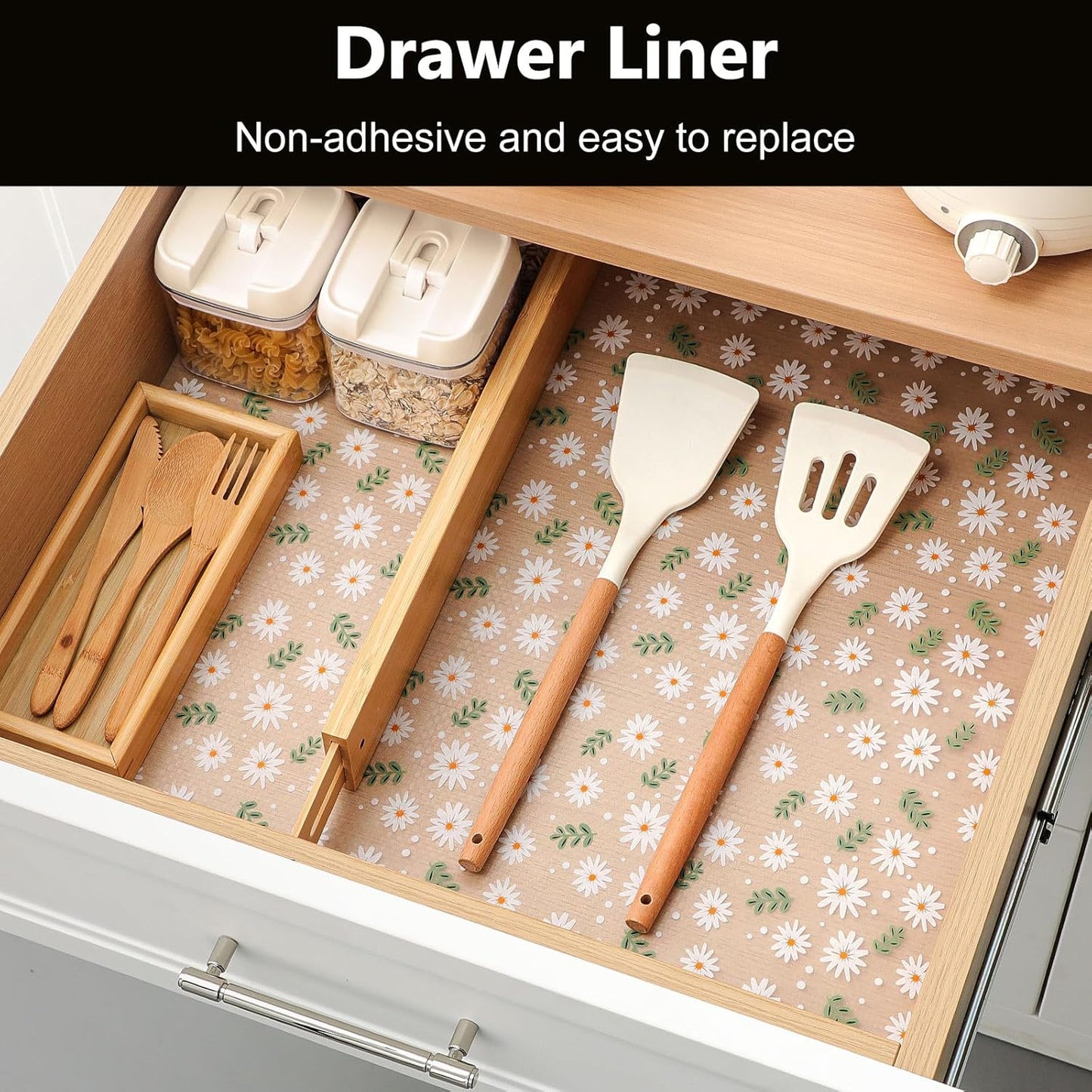 INNOLITES Shelf Liner – Cabinet & Drawer Liner Non-Adhesive – Waterproof Oil-Proof – Durable EVA with Floral for Kitchen Cabinets Refrigerator – BPA-Free, Easy to Cut 17.7" x 78.7"