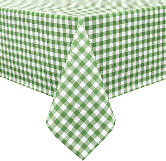 Classic Gingham Plaid Tablecloth Fabric - Rectangular 58x102 Inch Water Resistant Checked Table Cloth for Indoor/Outdoor Use - Table Cover for Kitchen, Picnics, Gardens, and Parties