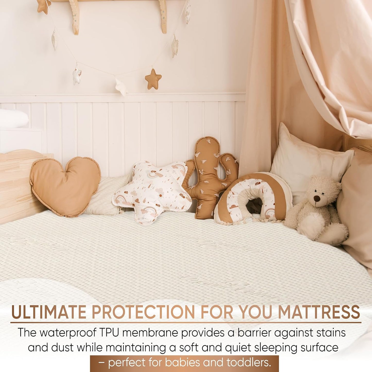 Crib Luxury Organic Cotton Mattress Protector - Skin Friendly, Waterproof, Breathable & Absorbent Crib Mattress Pad - Premium Protector for Baby and Toddler Beds - Fitted for Standard Baby Crib Size