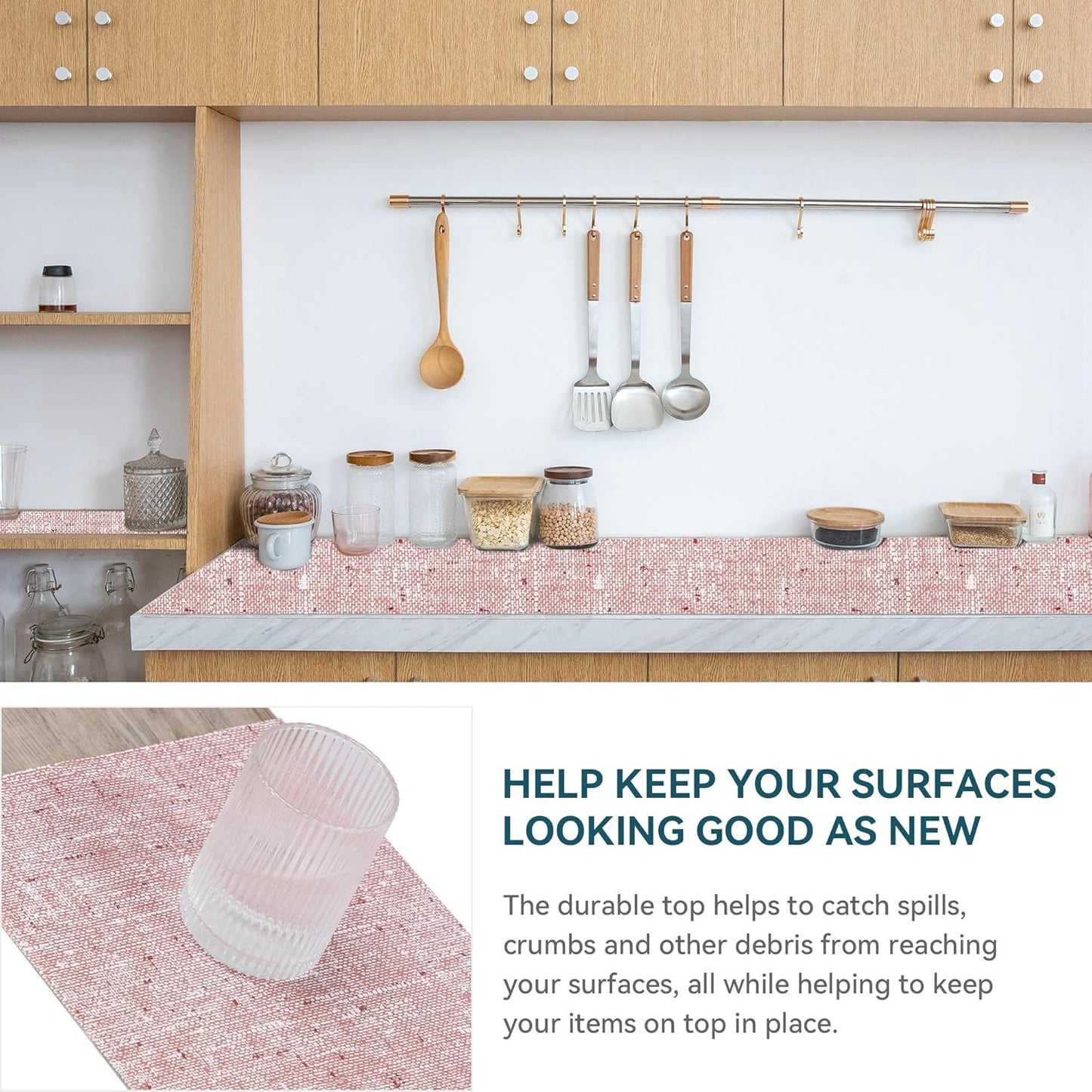 18 x 96 Inch Shelf Liner for Kitchen Cabinets Non Adhesive Kitchen Drawer Liner