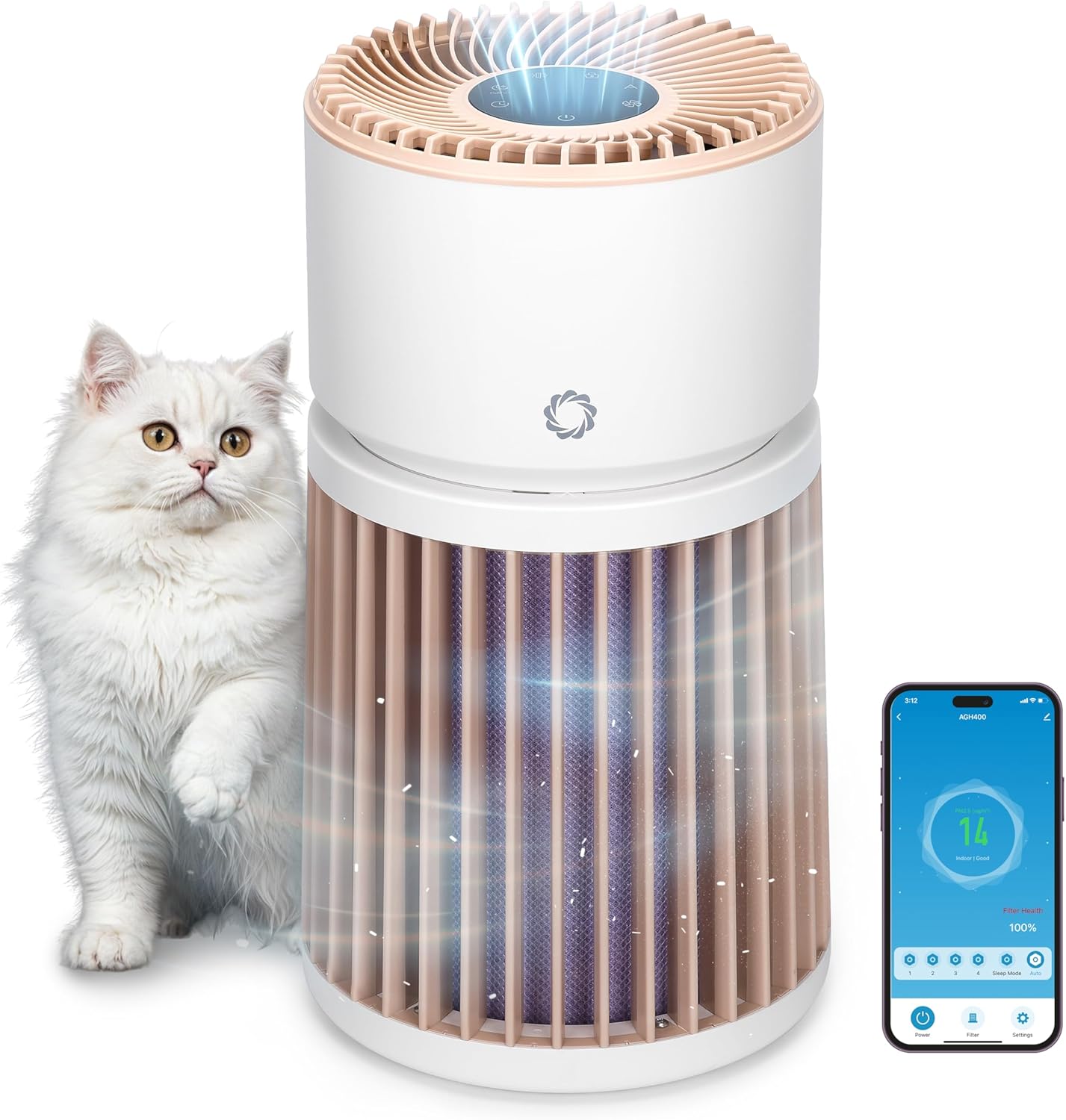 Airthereal Pet Air Purifier for Large Room up to 3500sq.ft - Odor Eliminate H13 Purple Filter - Air Cleaner for Pet Hair, Dander, Cat Urine Odor, Dust, Smoke - PM 2.5 Air Quality Sensor, AGH400-PET